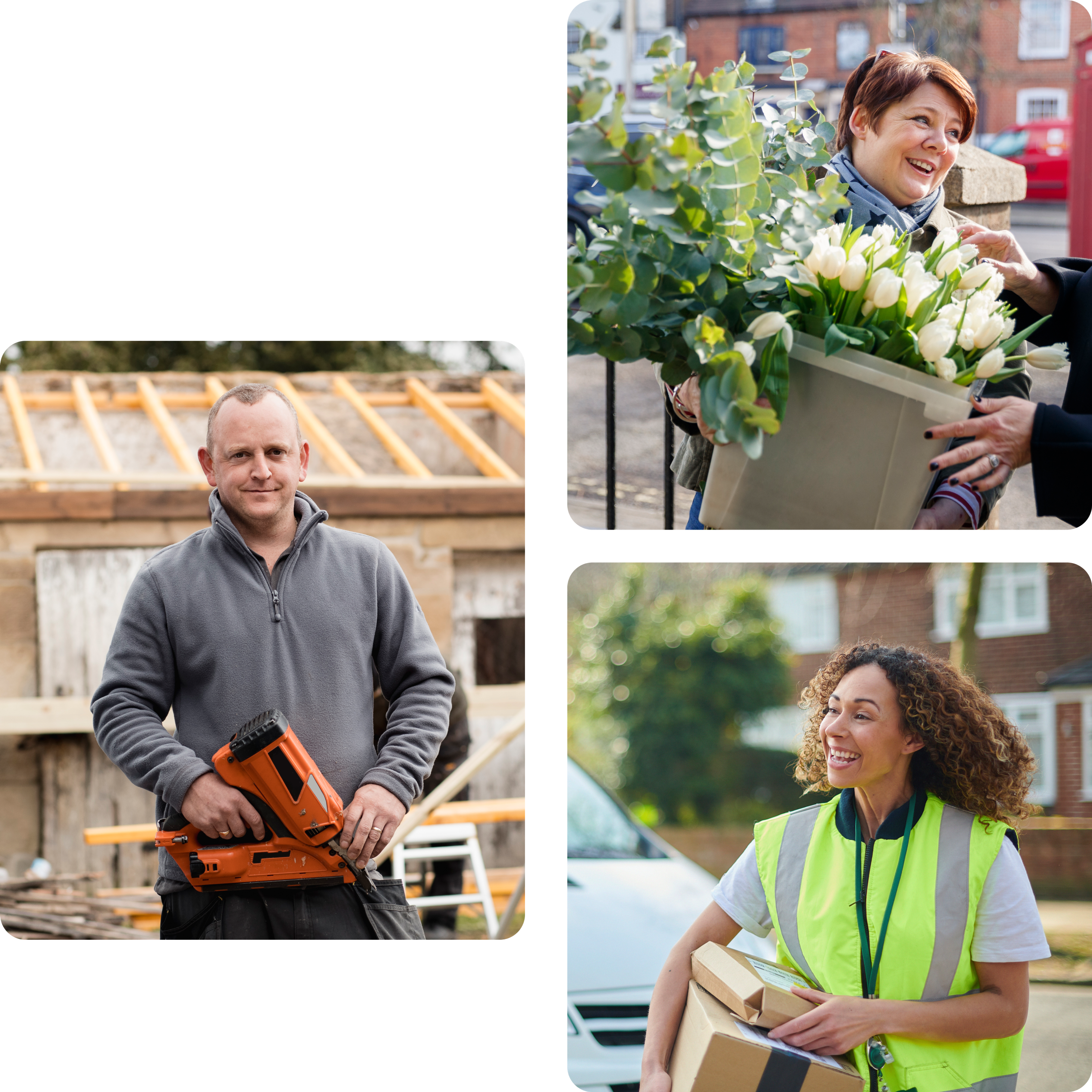 Various van users; builder, courier and florist