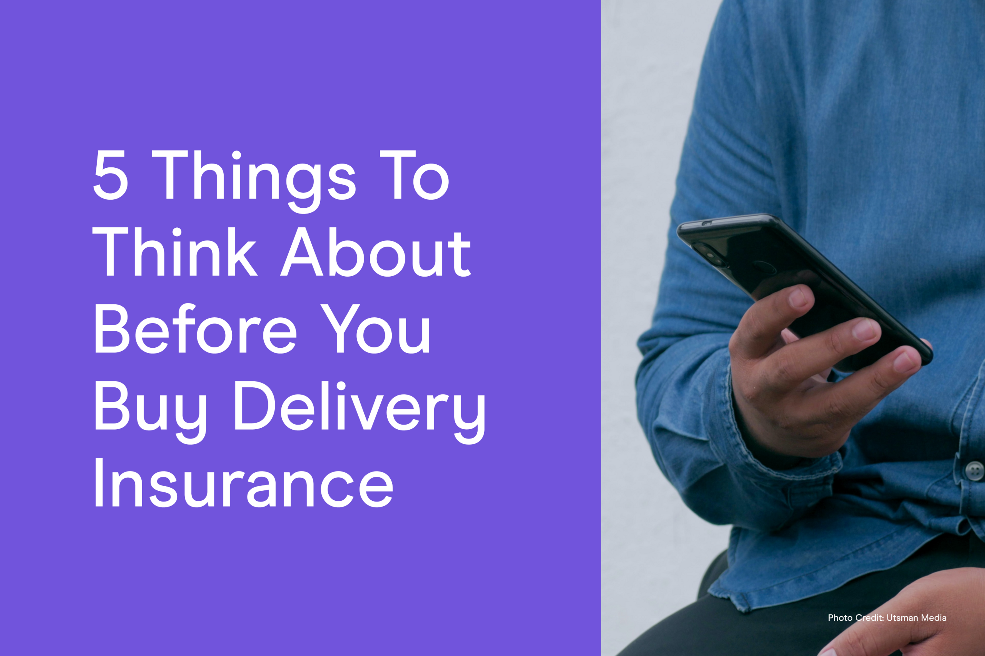 man researching delivery insurance on his phone