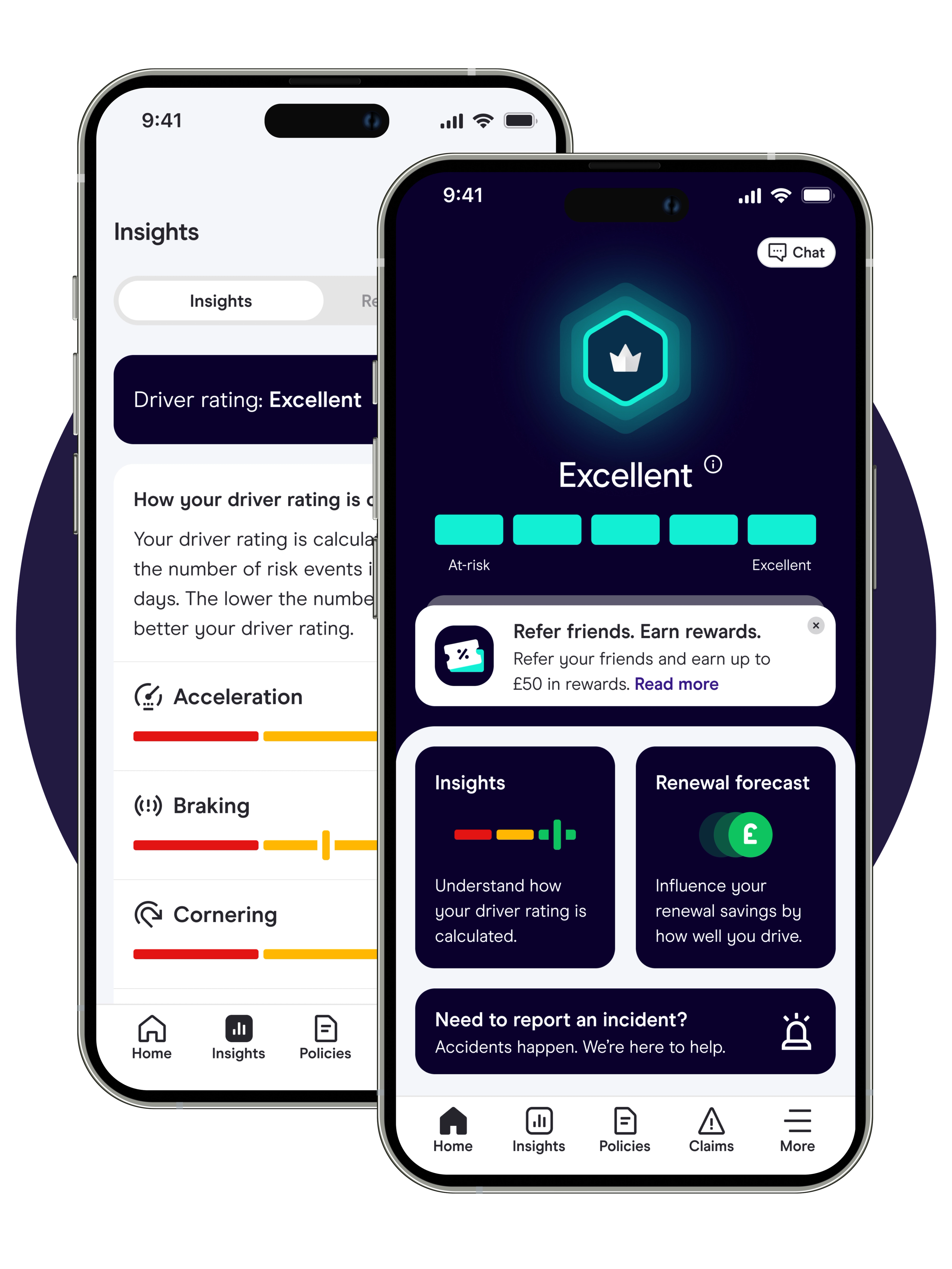 Zego Sense app home screen showing a driver rating