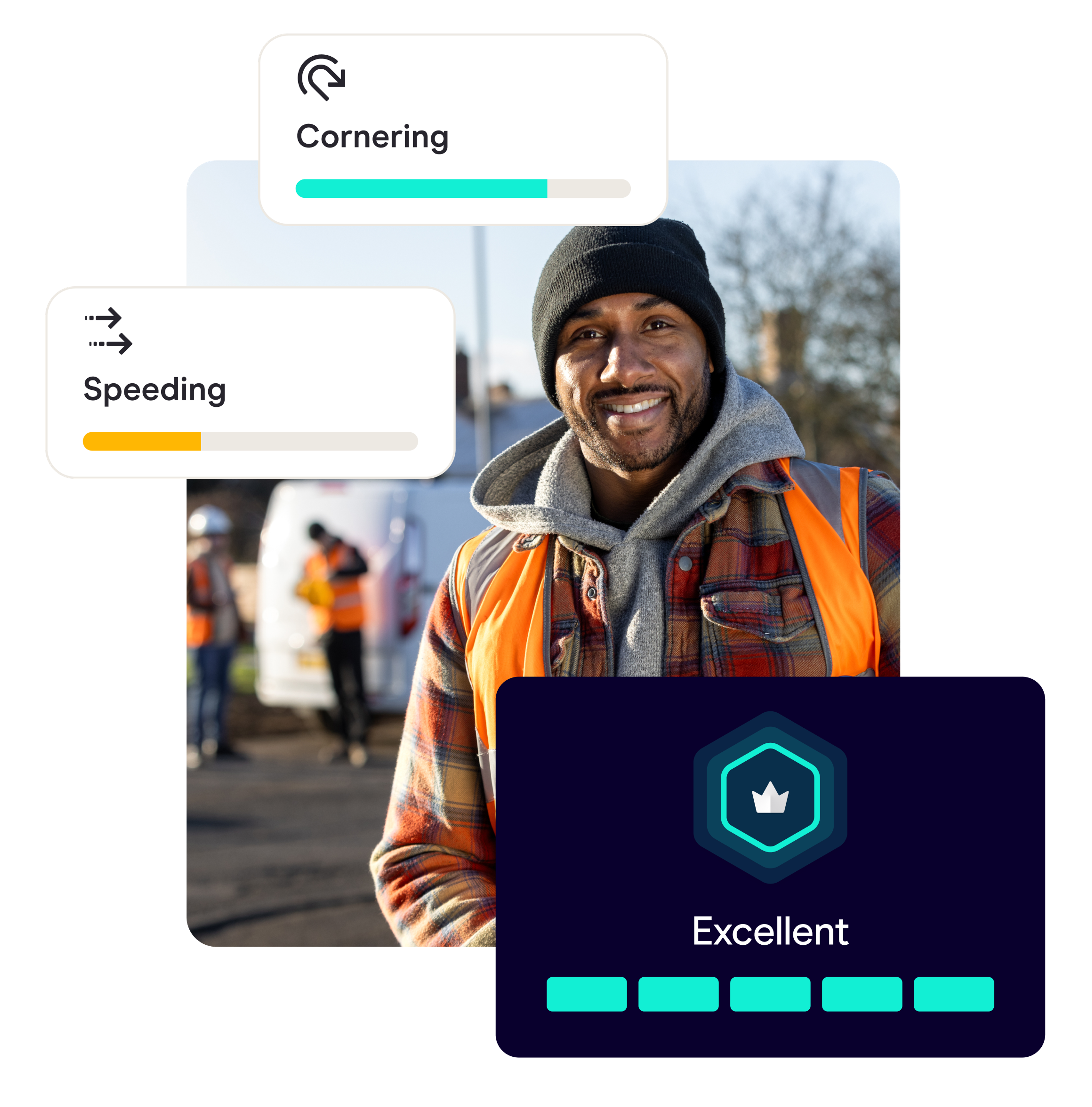 Zego Sense business van driver looking at their driver rating