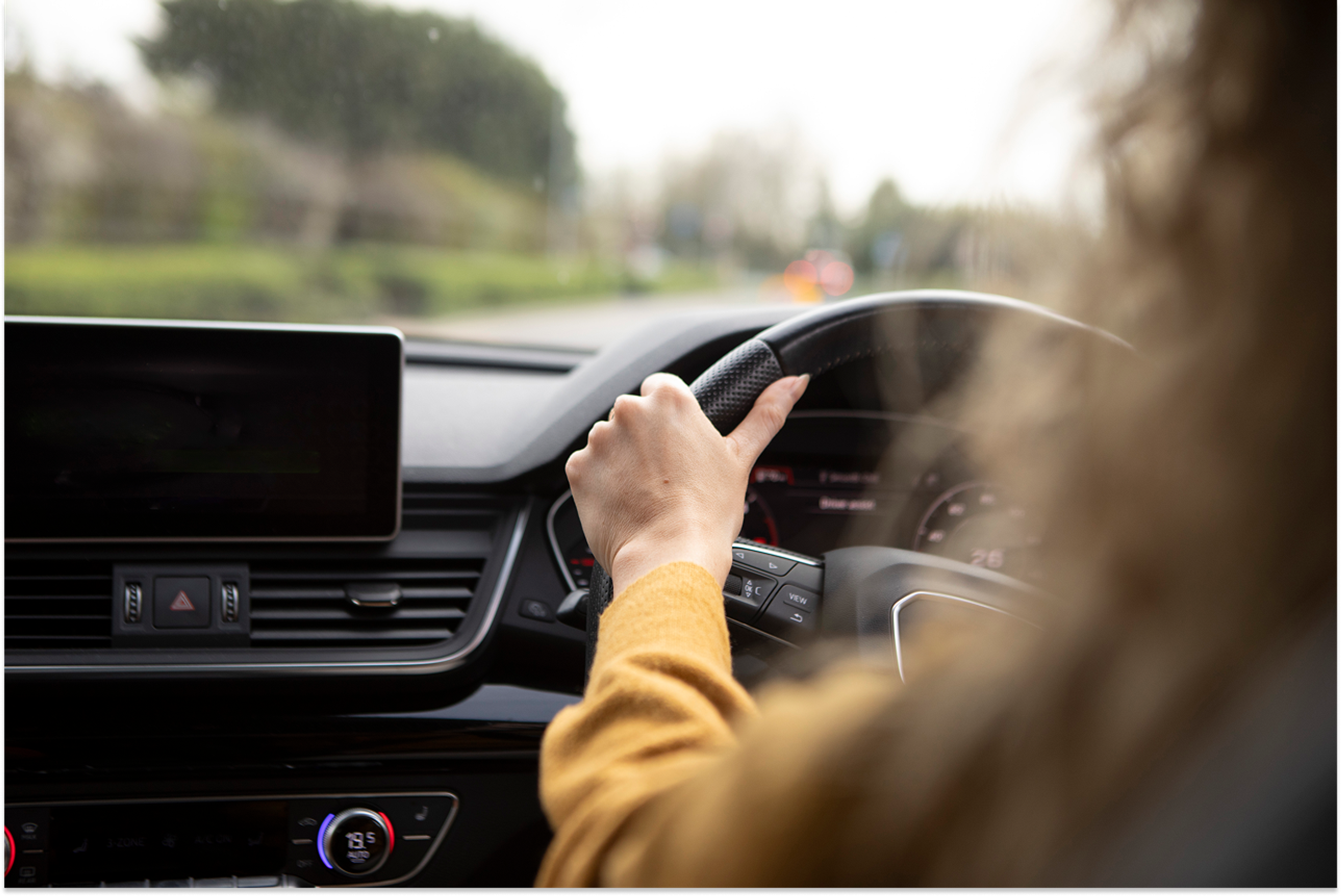 Women driving in car