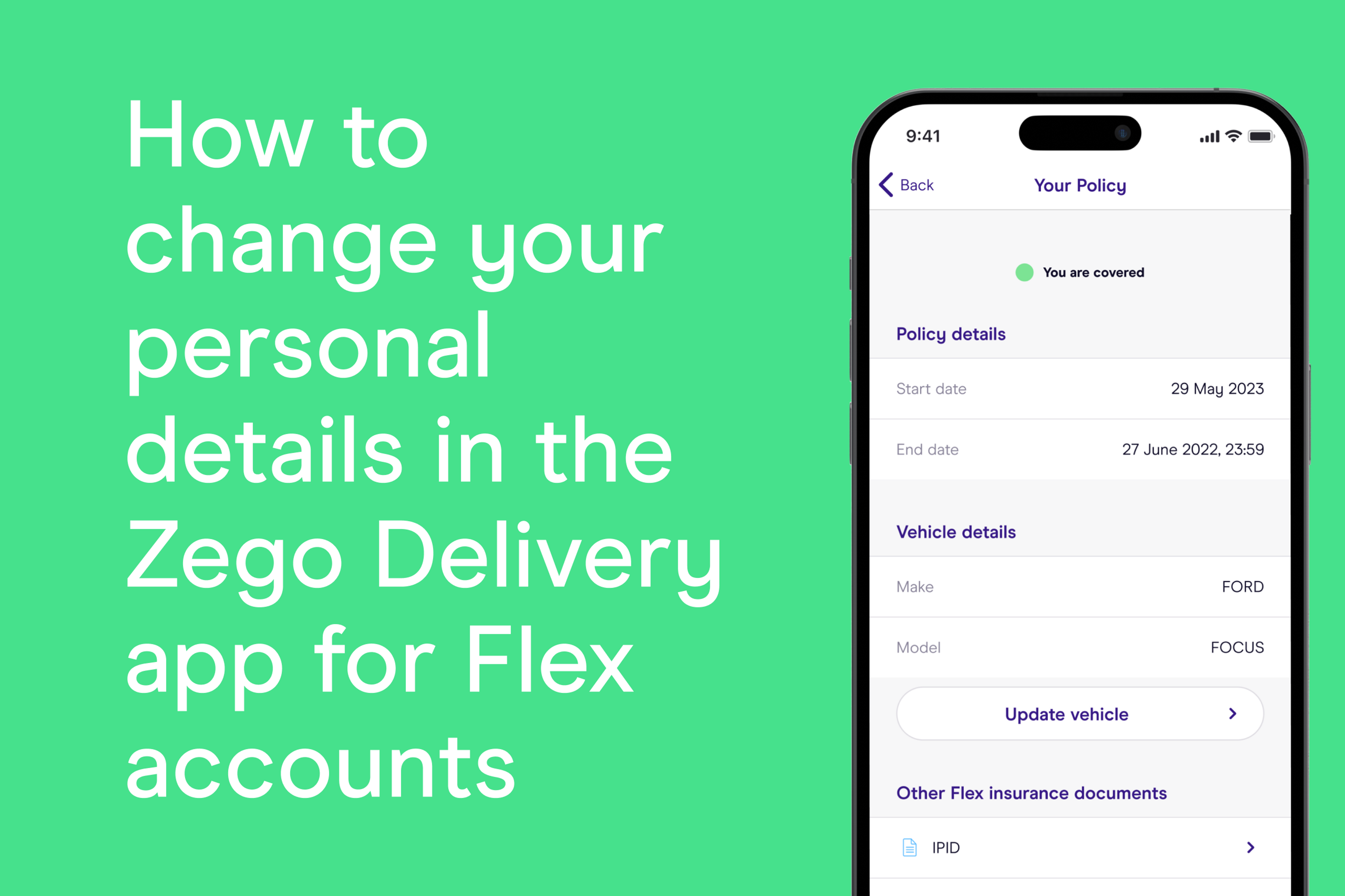 How to change your personal details in the Zego Delivery app