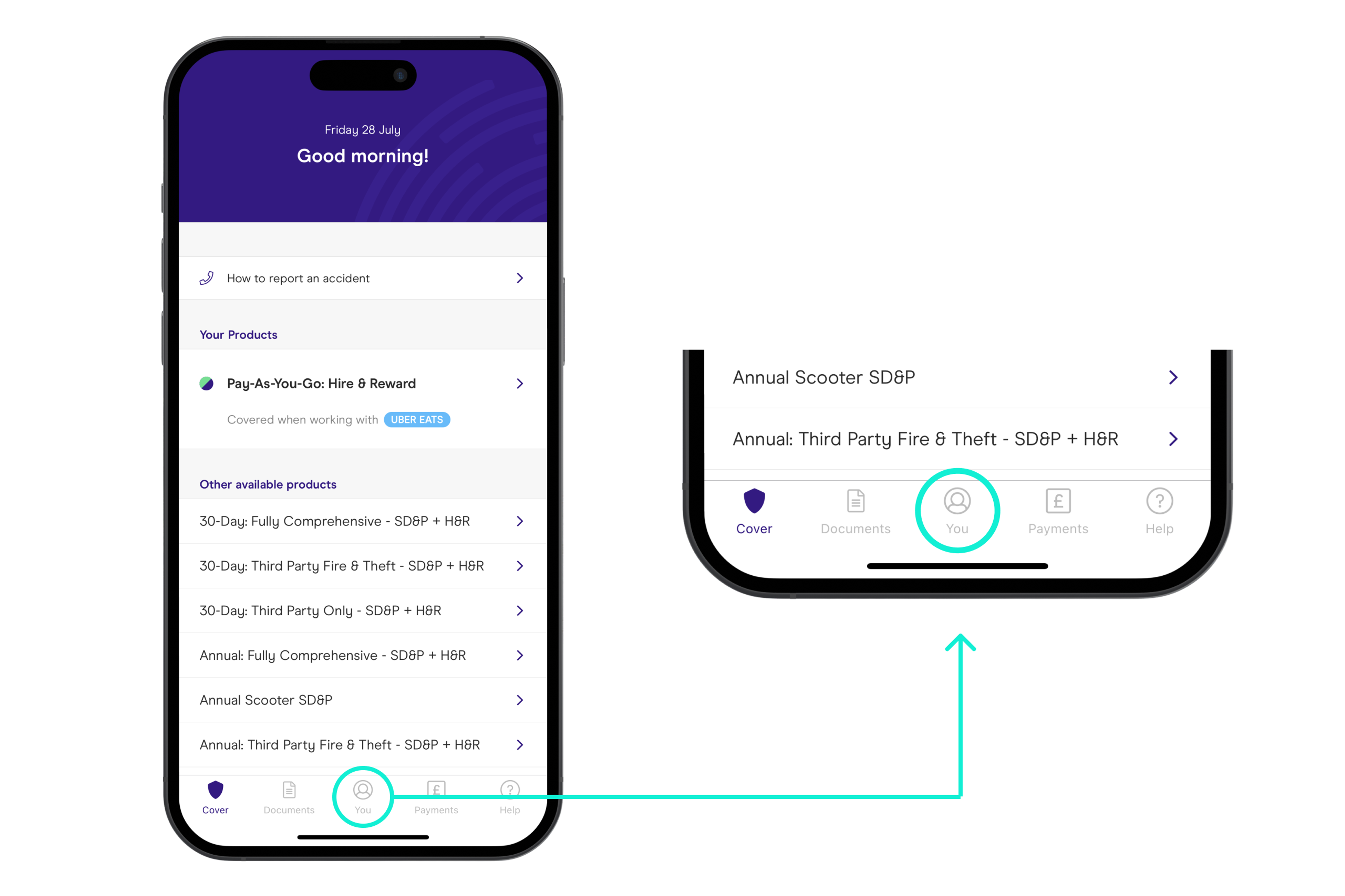 Linking Zego to Amazon step 1. press you in the zego delivery app.