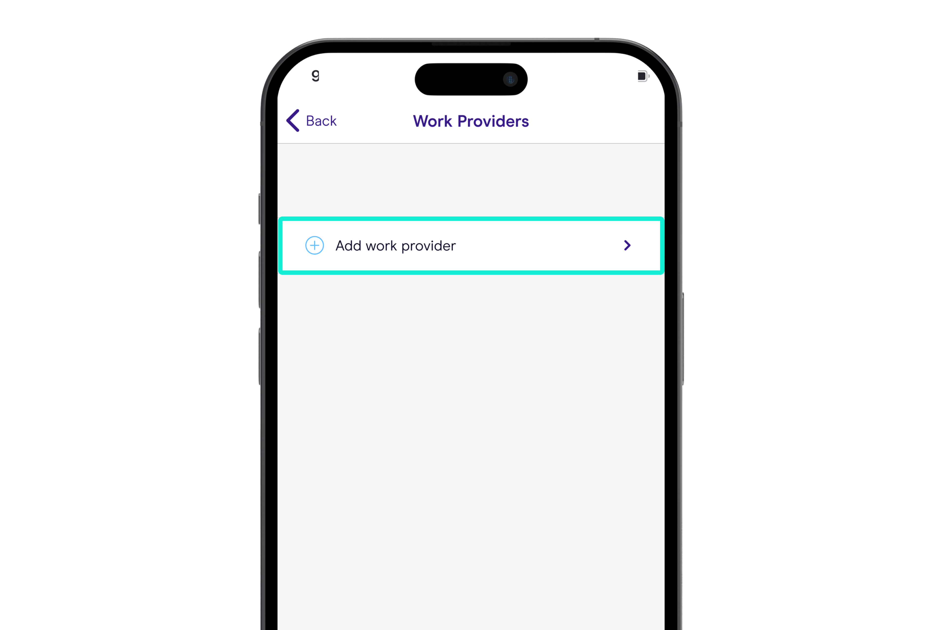 select add work provider on the delivery app.