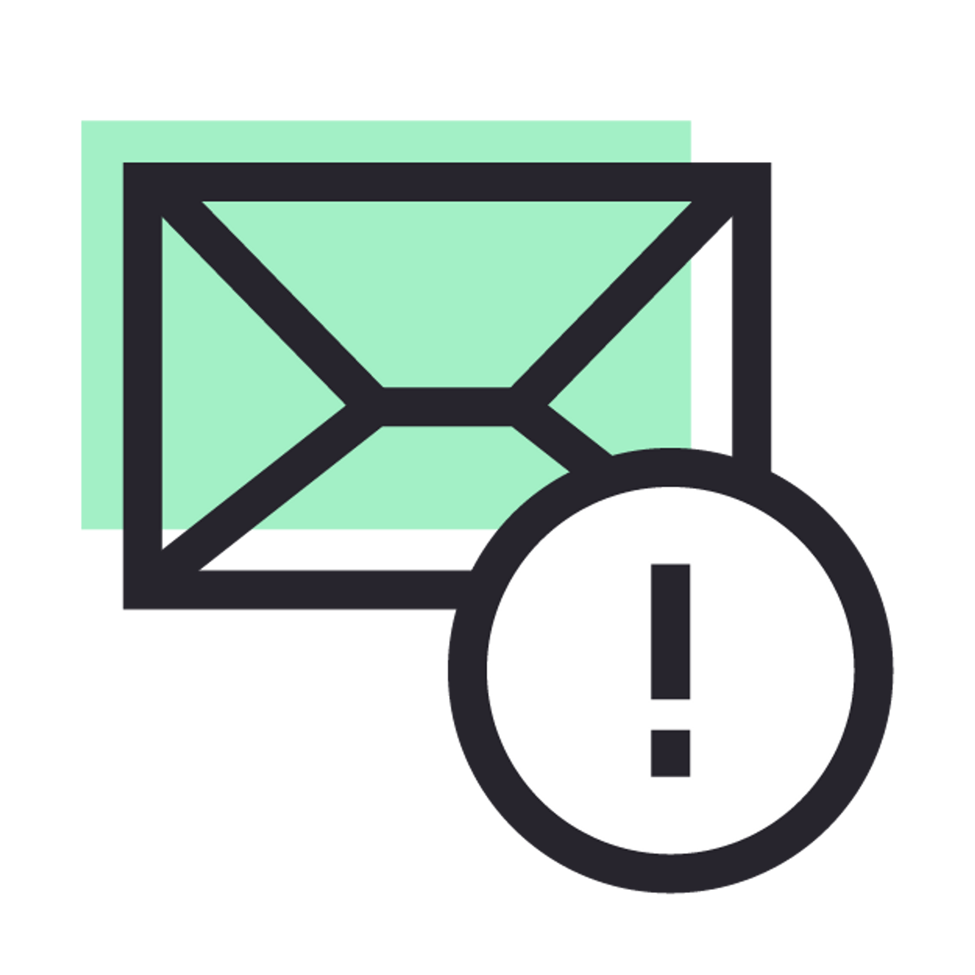 Email letter with an exclamation mark icon