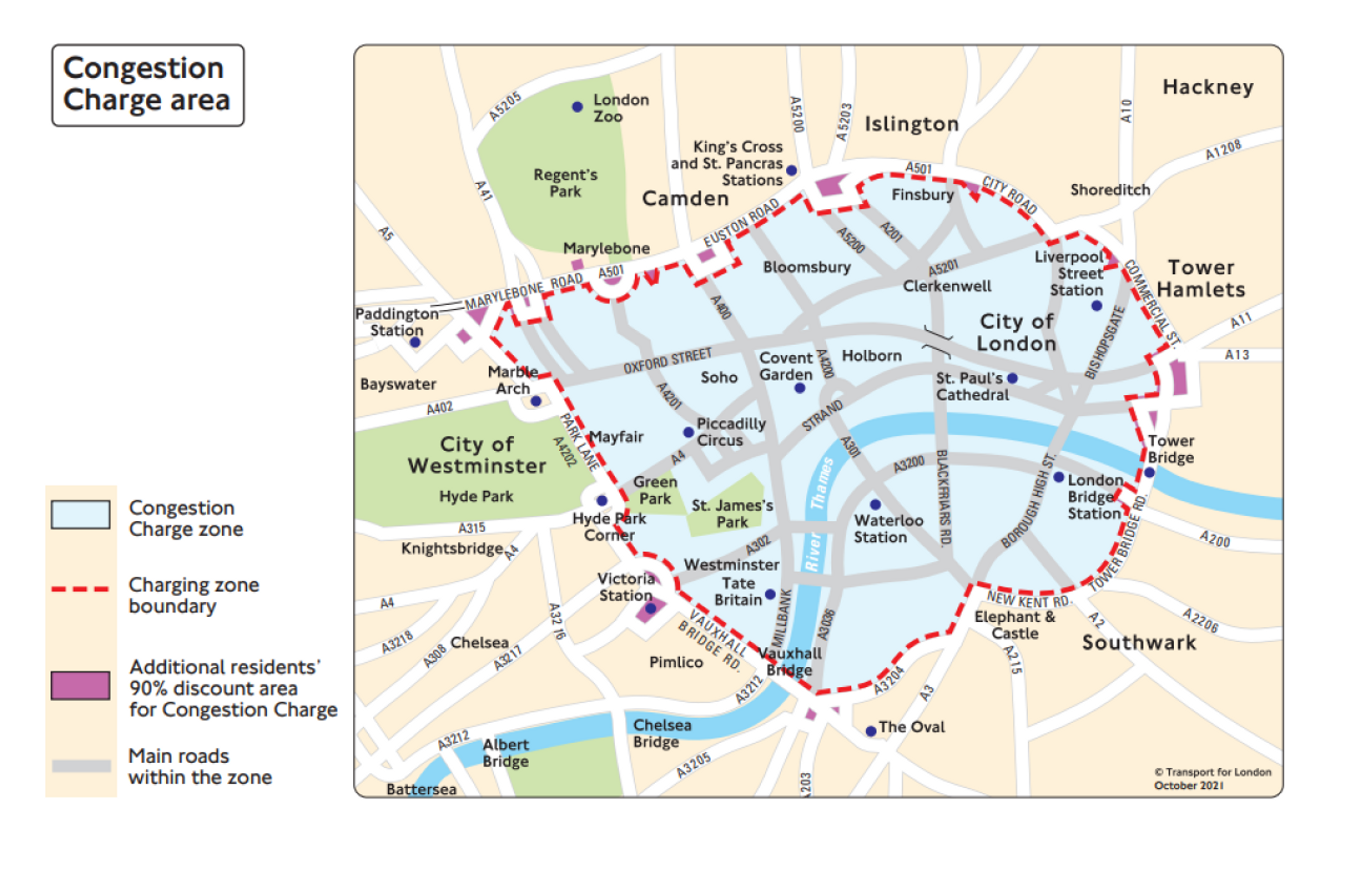 Congestion charge area in London
