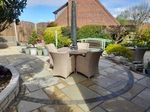 decorative paving with garden furniture