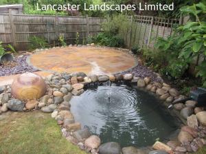 paving, pond and water feature