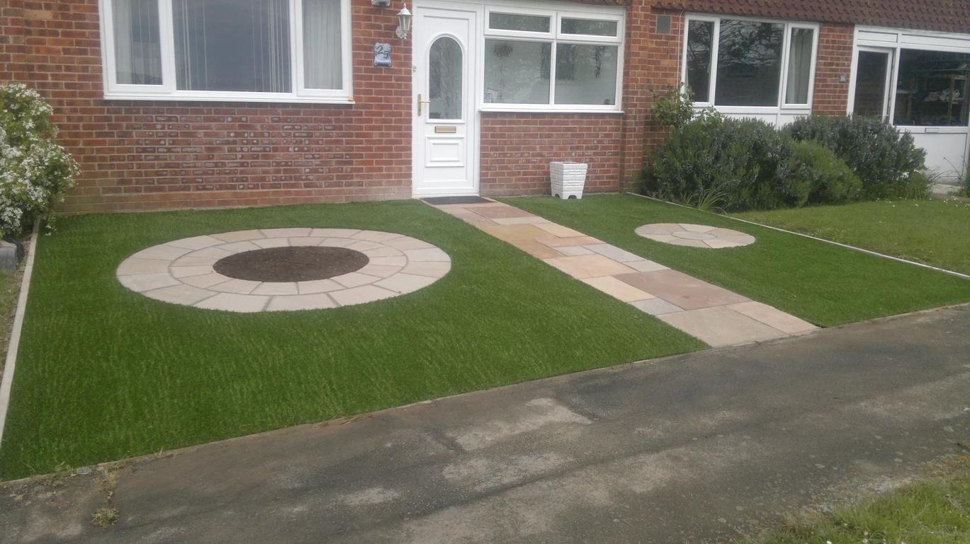 paving with artificial grass