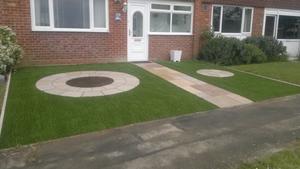 paving with artificial grass