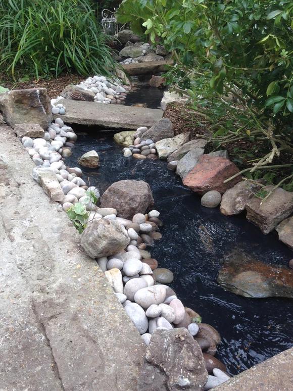 pond / stream water feature with bridge