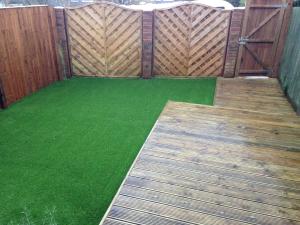 fencing, patio and artificial grass