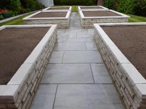 paving with brickwork raised beds