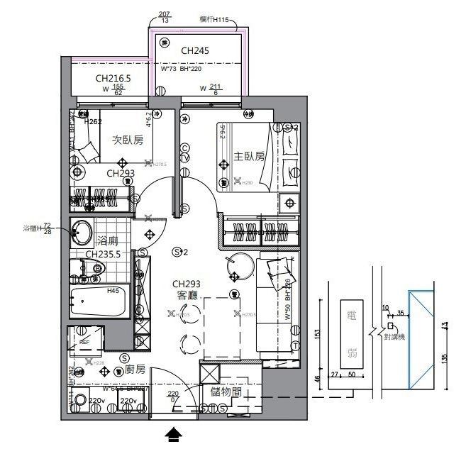 從平面圖到 3D 提案——18 坪兩房一廳,灰藍色烤漆電視牆+隱藏門的樣子先在電腦裡擬好,屋主看得到成品才敢動工。