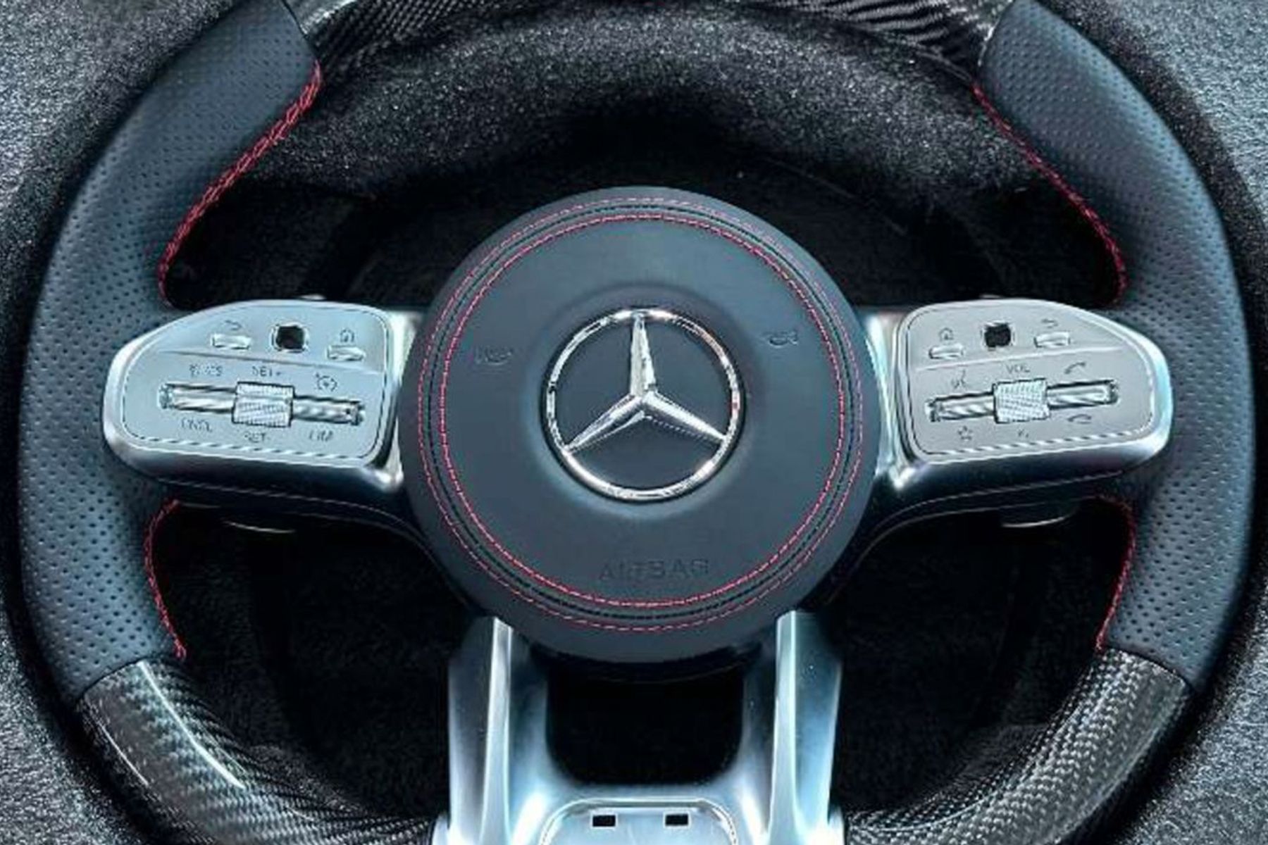 Performance Lenkrad Ziernähte + Ring rot + Airbag G63 W463 Mercedes