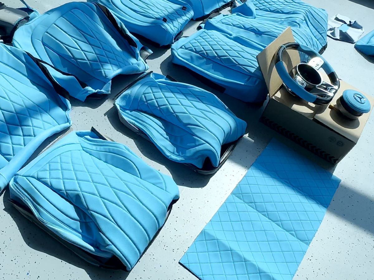 Sitzbezüge Blau "Komplett Set" + Performance Lenkrad für G-Klasse W463 2012-2018