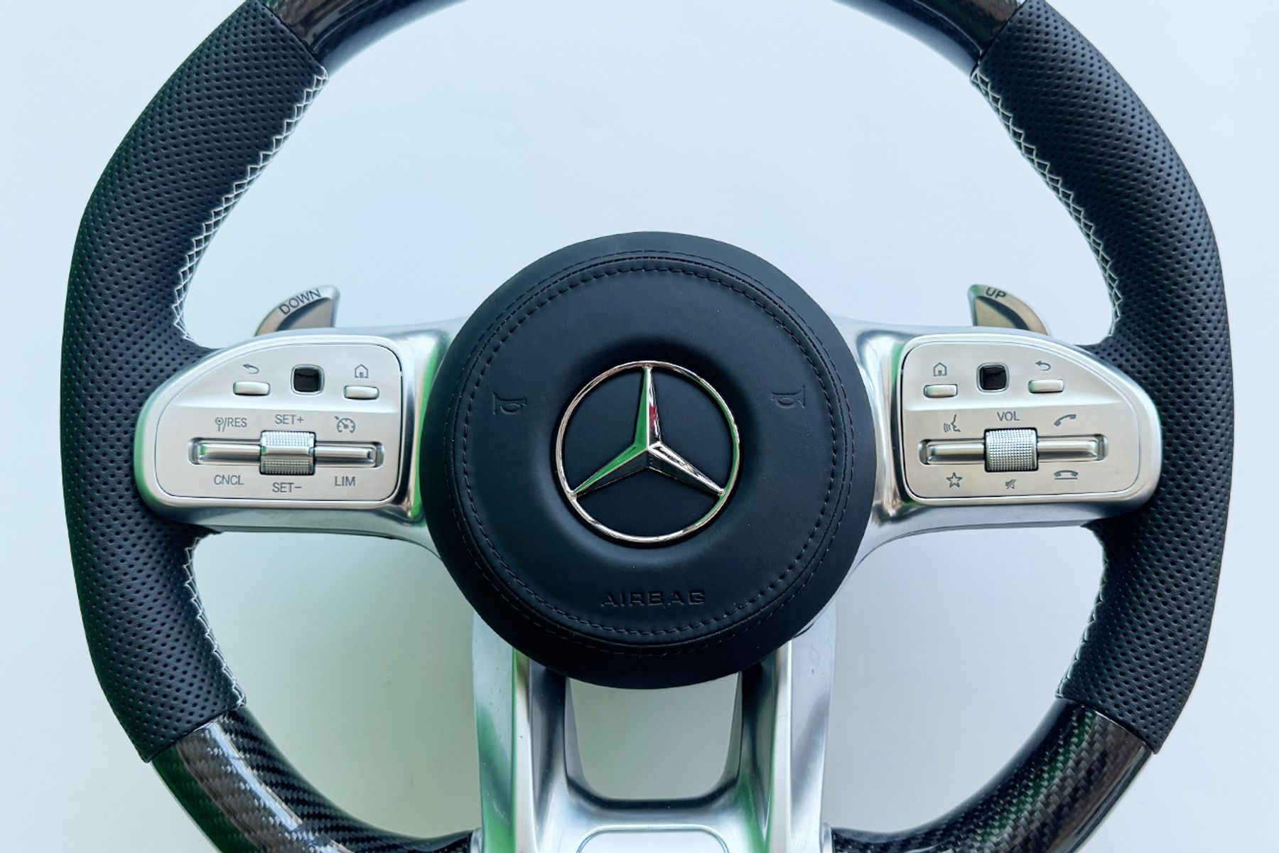 Performance Lenkrad Ziernähte + Ring weiß G63 W463 Mercedes