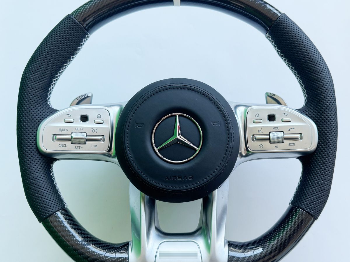 Performance Lenkrad Ziernähte + Ring weiß G63 W463 Mercedes