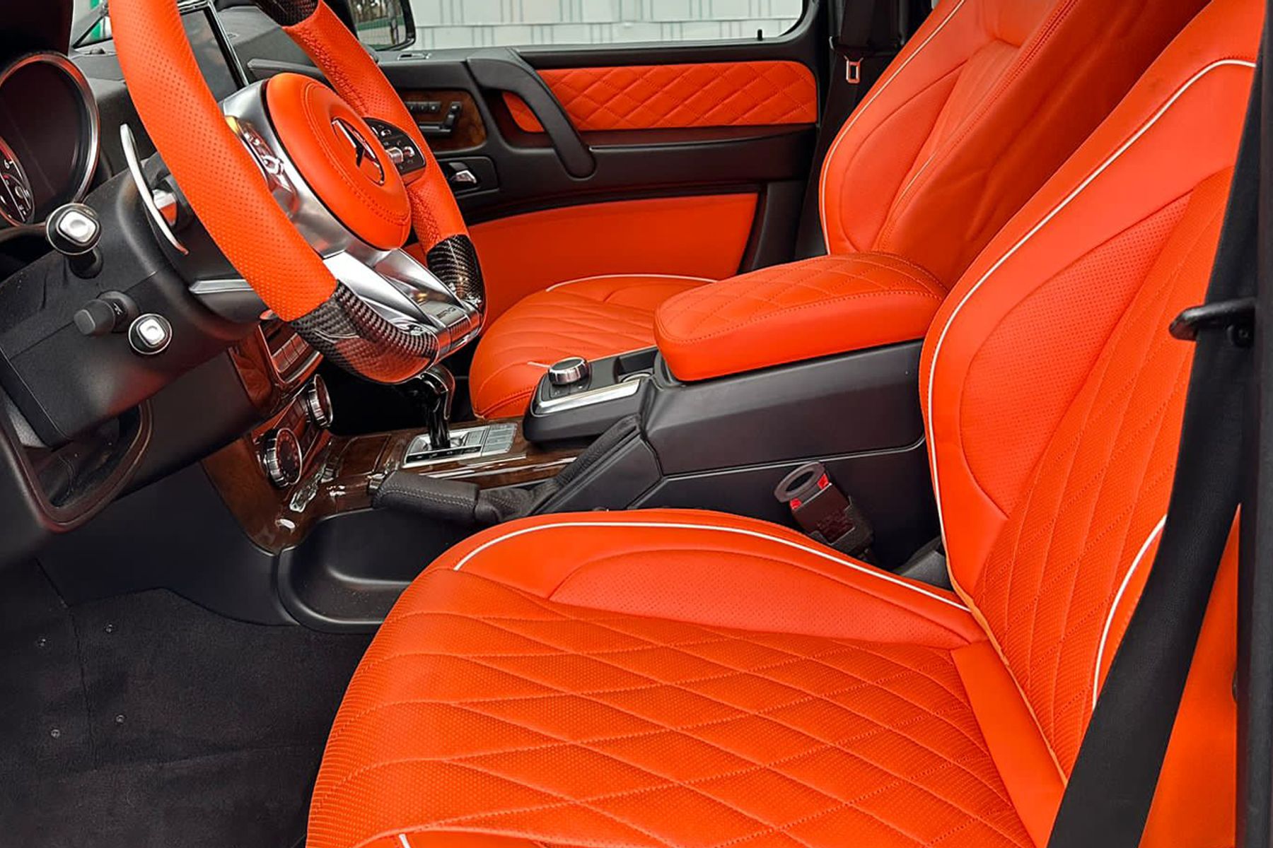 Sitzbezüge Orange "Komplett Set" + Performance Lenkrad für G-Klasse W463 2012-2018
