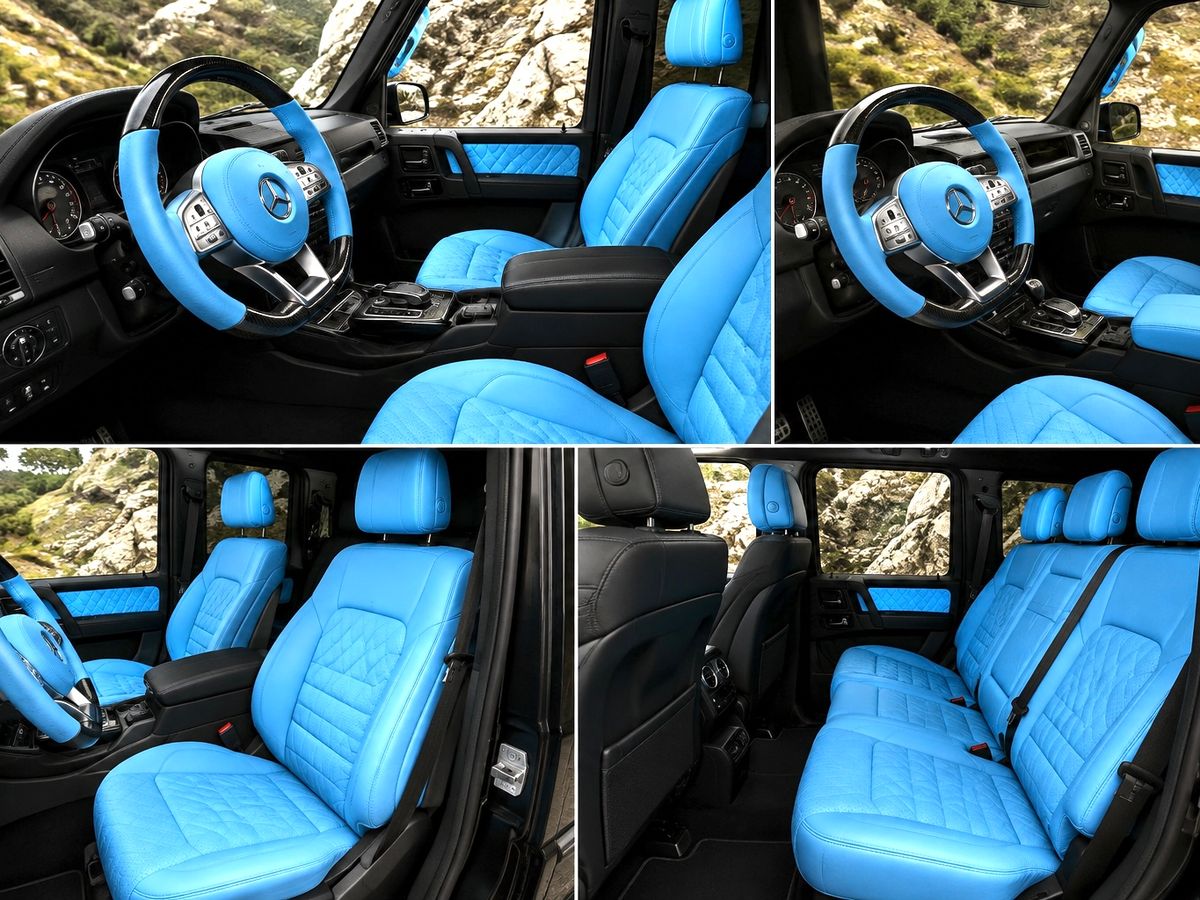 Sitzbezüge Blau "Komplett Set" + Performance Lenkrad für G-Klasse W463 2012-2018