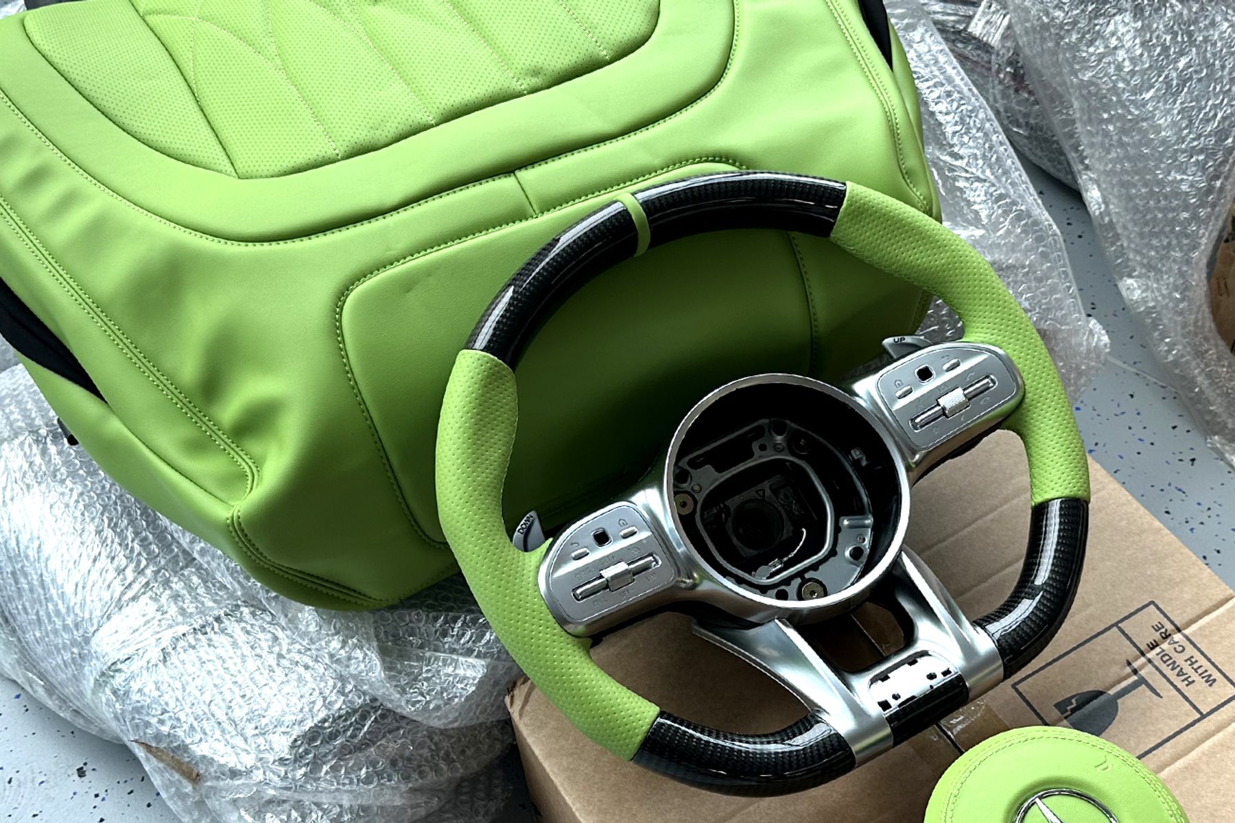 Sitzbezüge Grün "Komplett Set" + Performance Lenkrad für G-Klasse W463 2012-2018