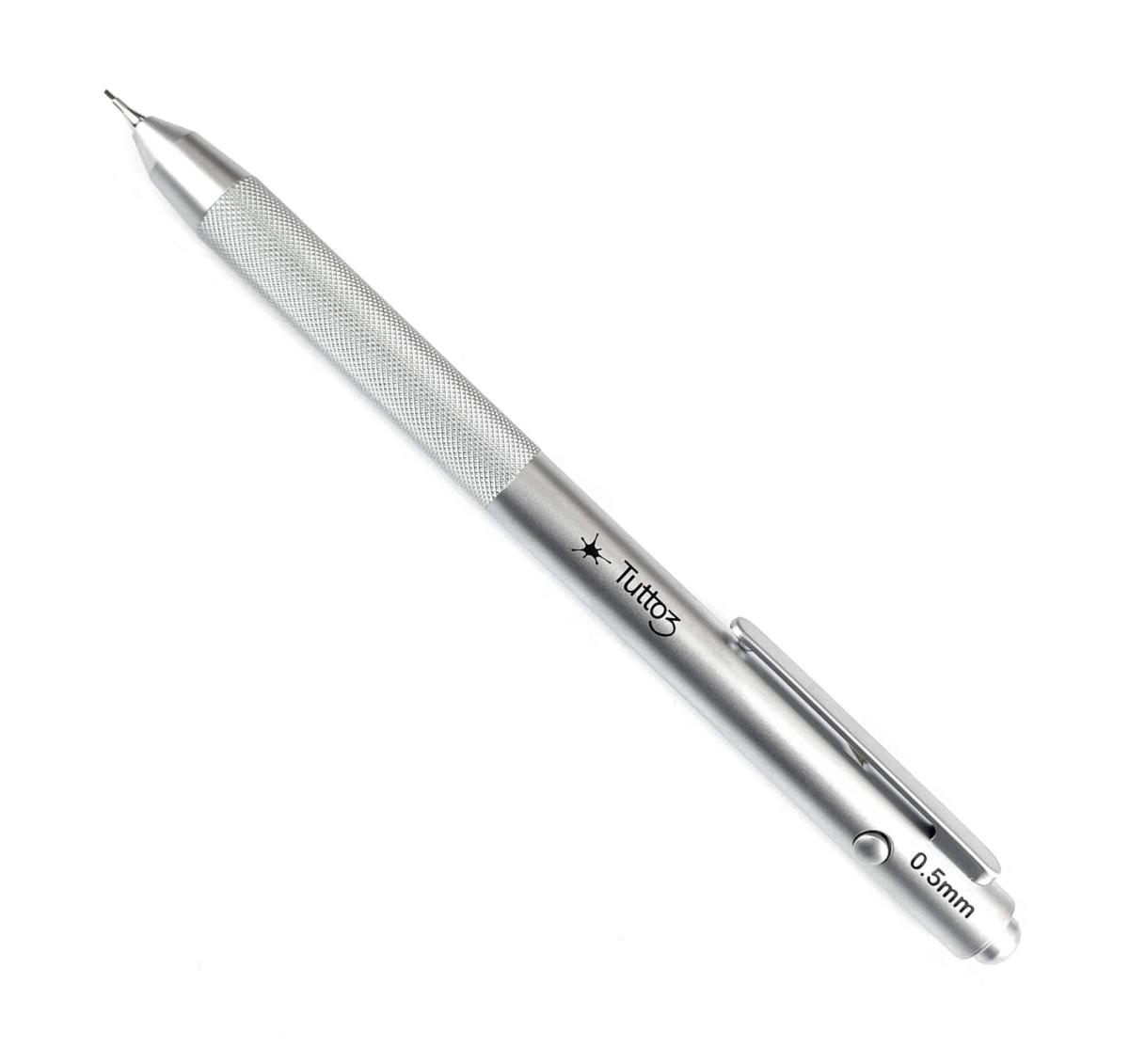 Tutto3 mechanical pencil in silver with a knurled grip