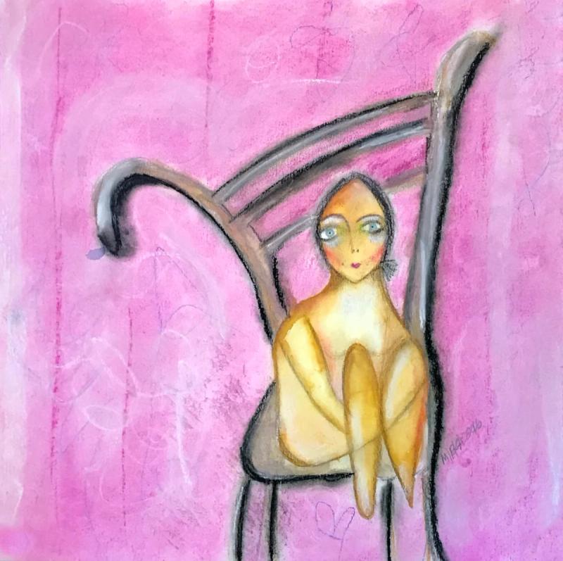 Niña Sentada, painting by Ibiza Castañeda