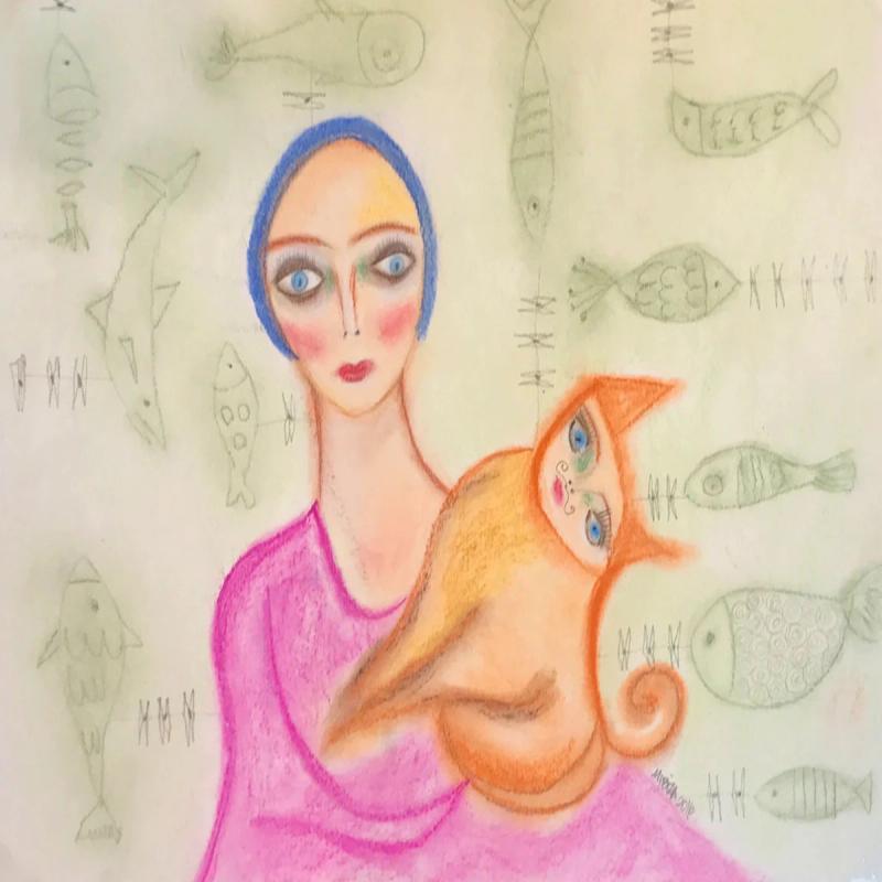 Fish & Cats, drawing by Ibiza Castañeda