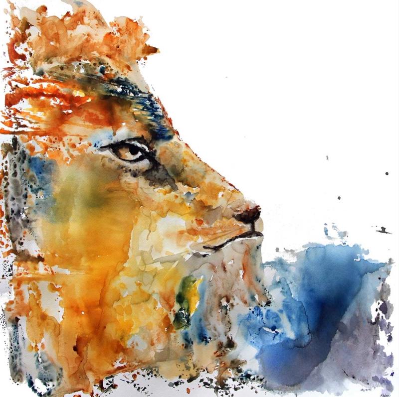 Animales de Poder / León, painting by Caro G. Solar