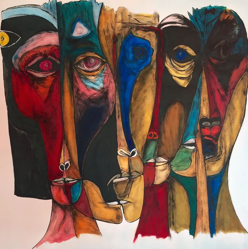 Máscaras, painting by Pedro Bayron