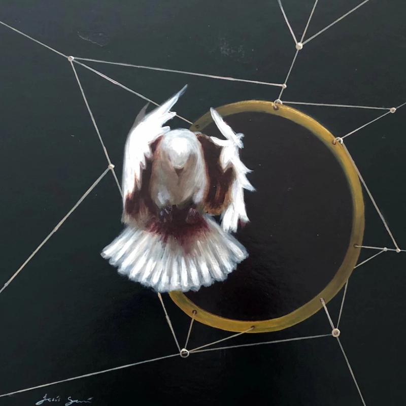 Palomas en Vuelo II, painting by Jesús Saí