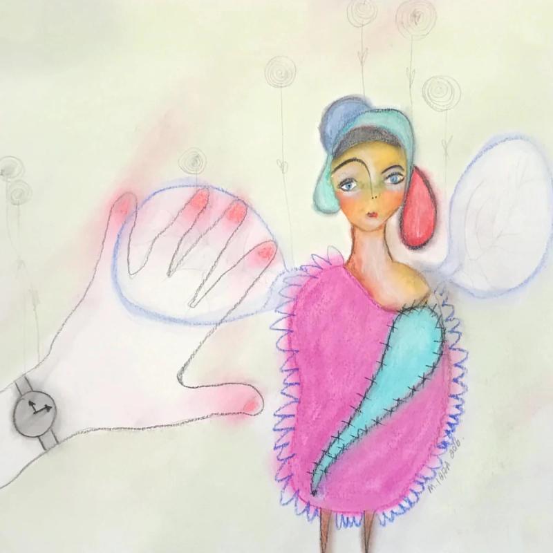 Te Tocaré a las 12:15, drawing by Ibiza Castañeda