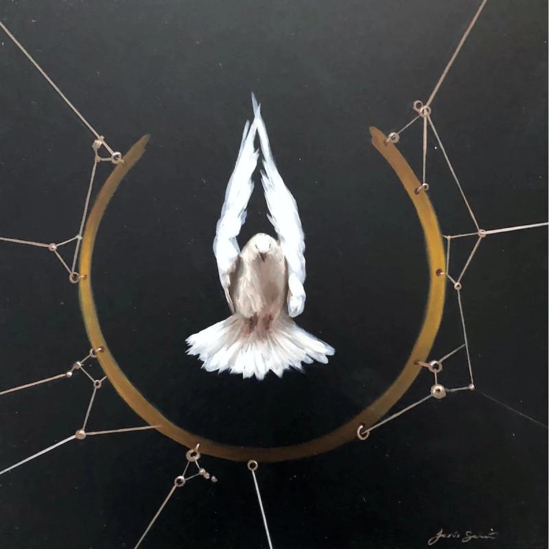 Palomas en Vuelo III, painting by Jesús Saí