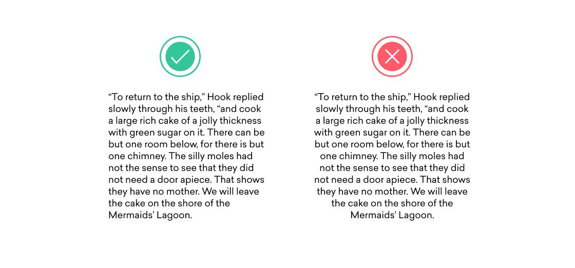 Text comparing two versions of a quote about cooking a cake, highlighting differences in wording and punctuation.