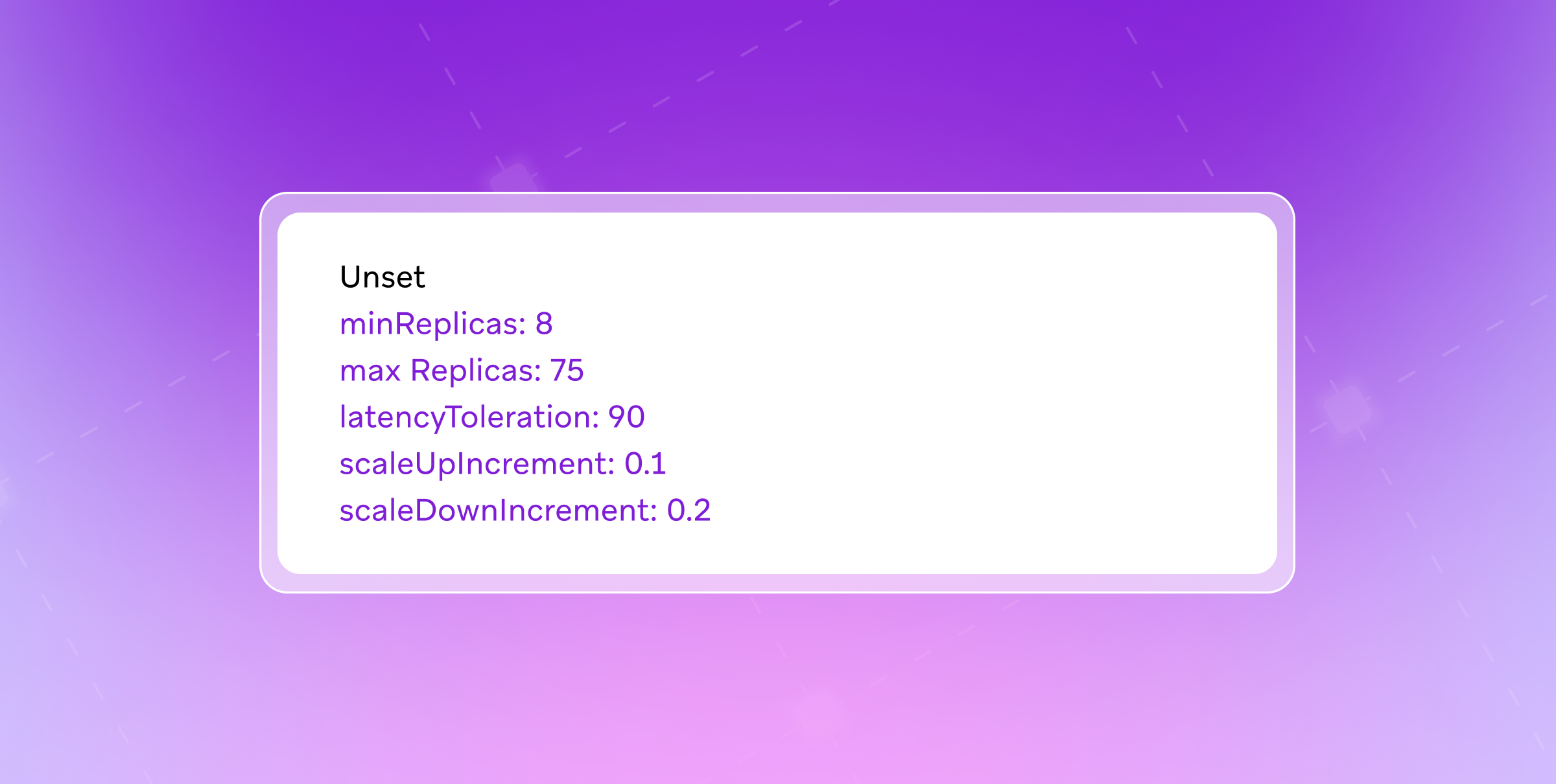 a purple background with a white box that says unset