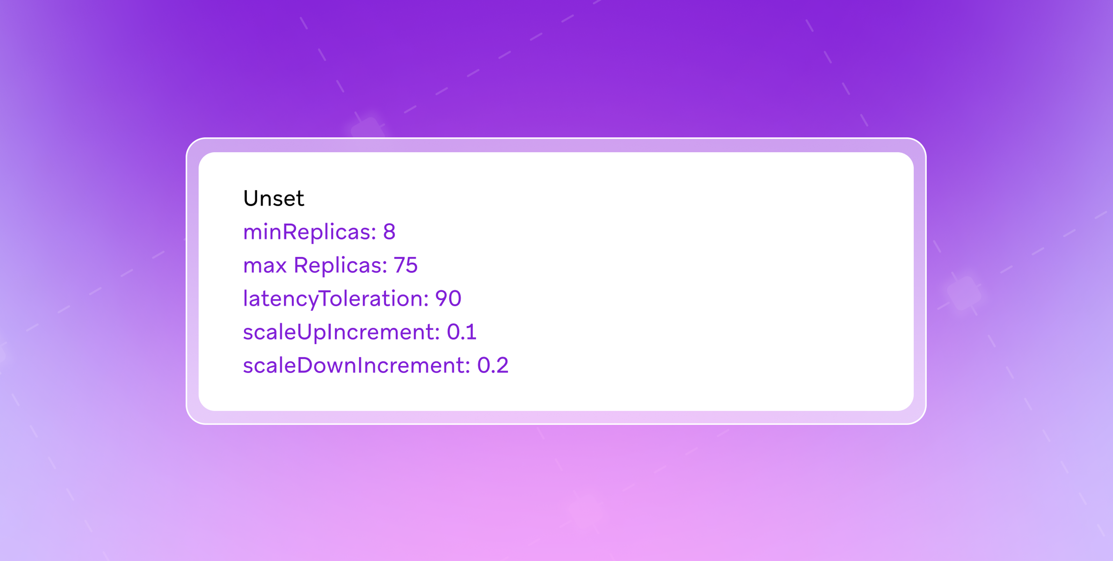 a purple background with a white box that says unset