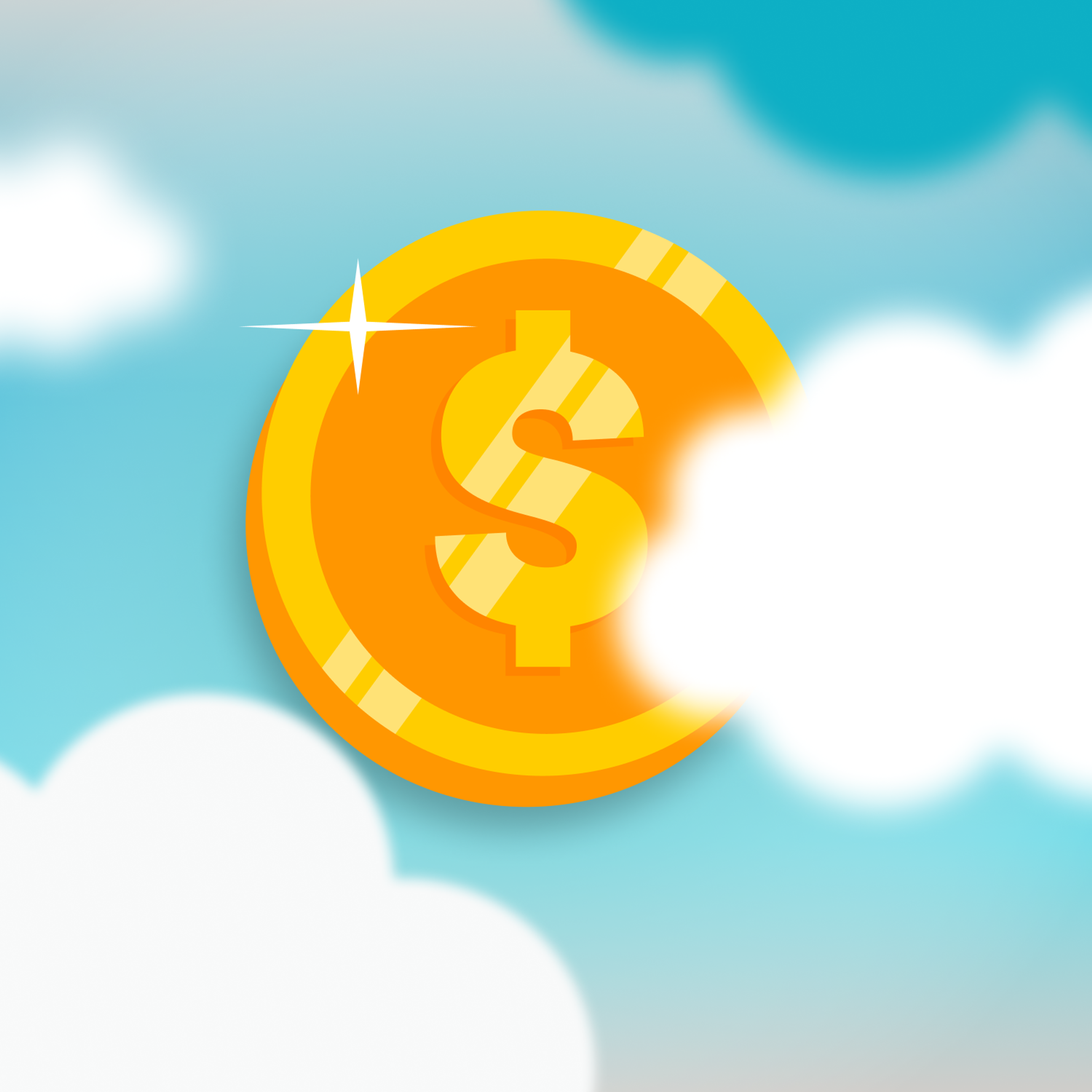a gold coin with a dollar sign on it