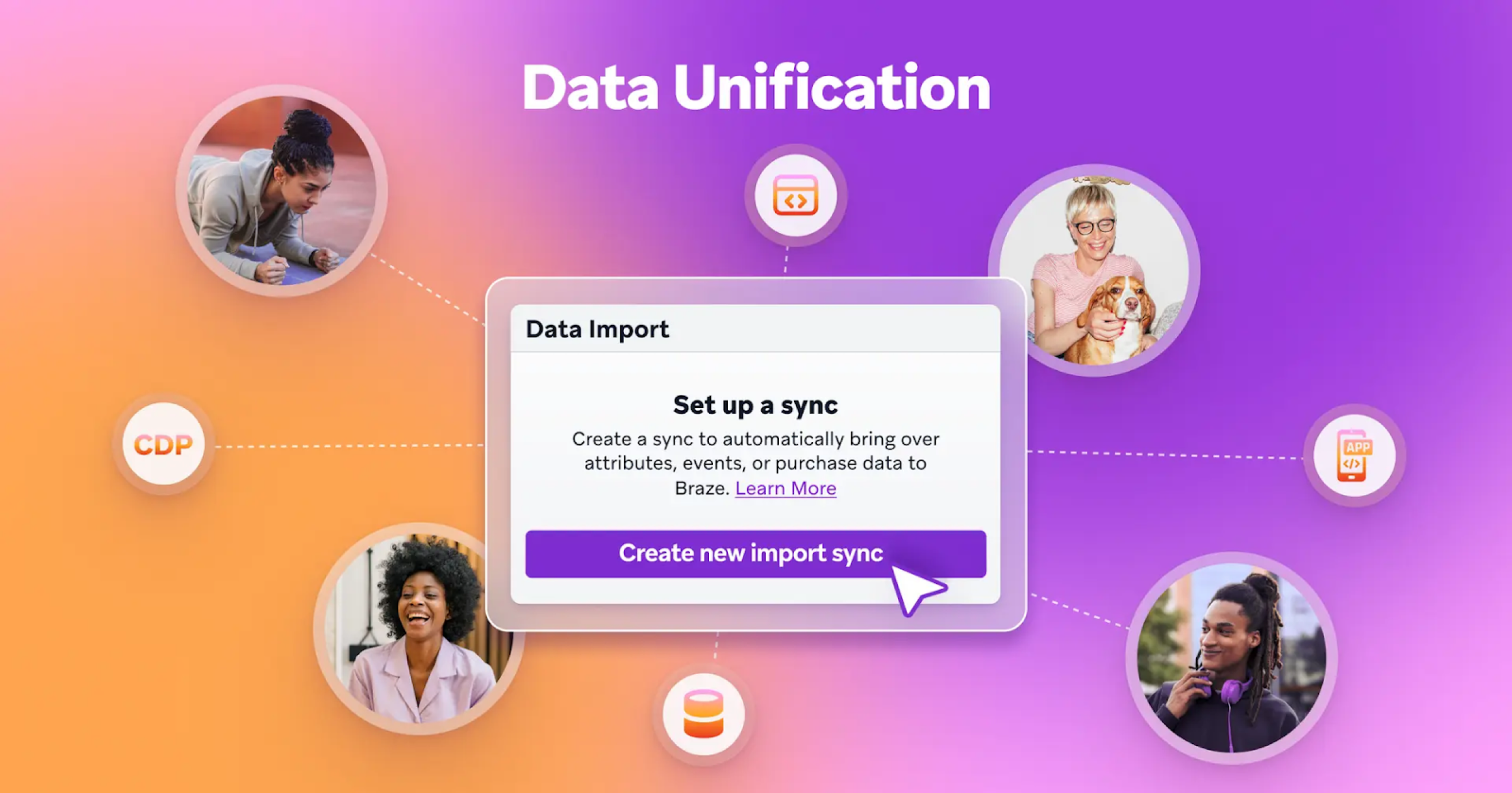 a purple and orange graphic that says data unification