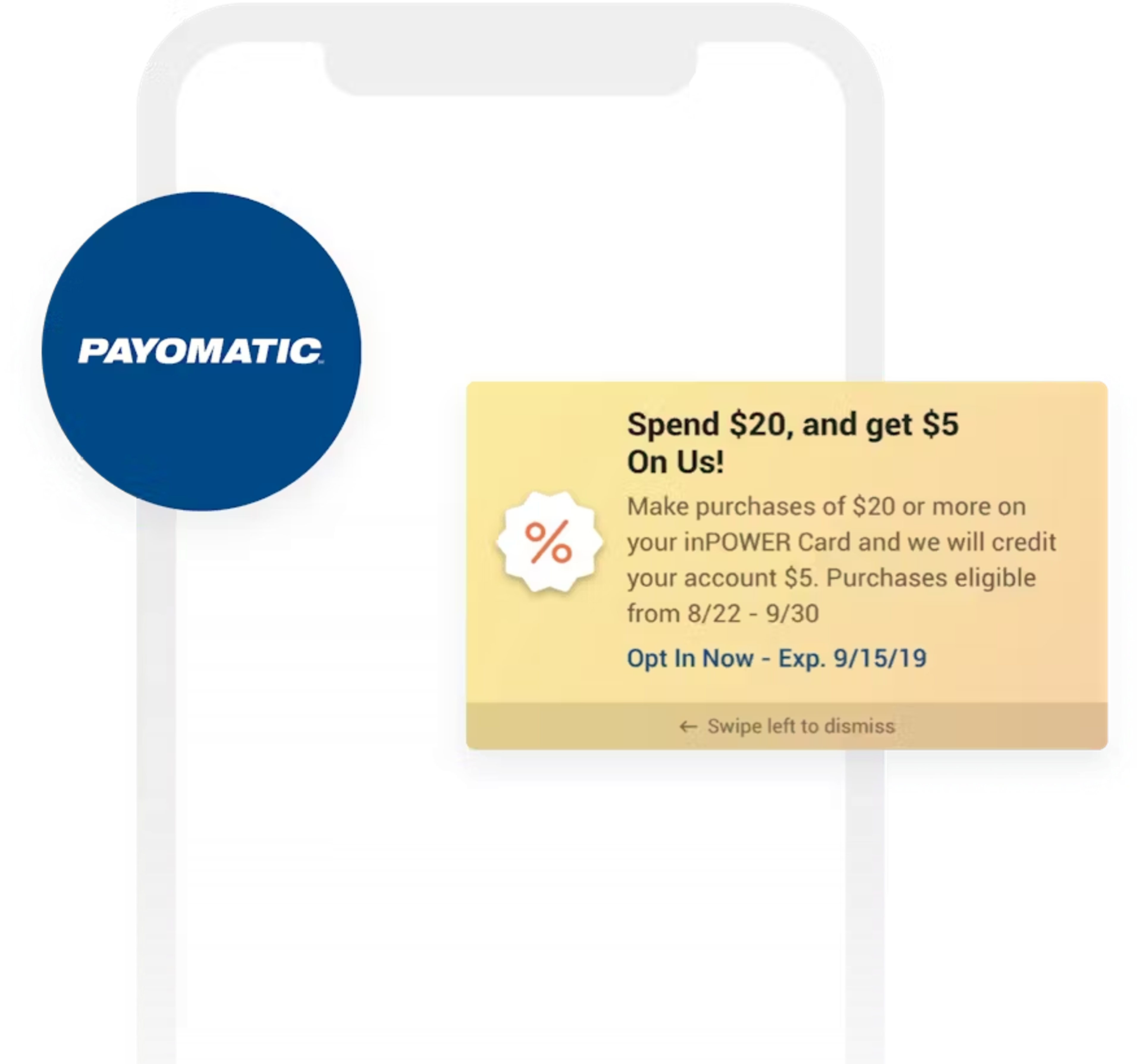 a phone with a paymatic advertisement on it
