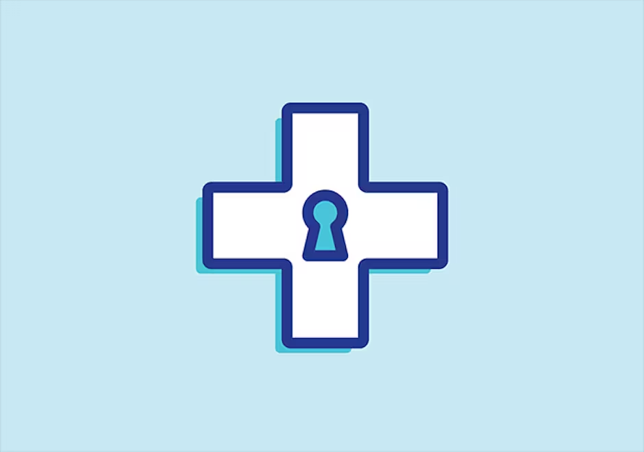 a cross with a keyhole in the middle on a blue background