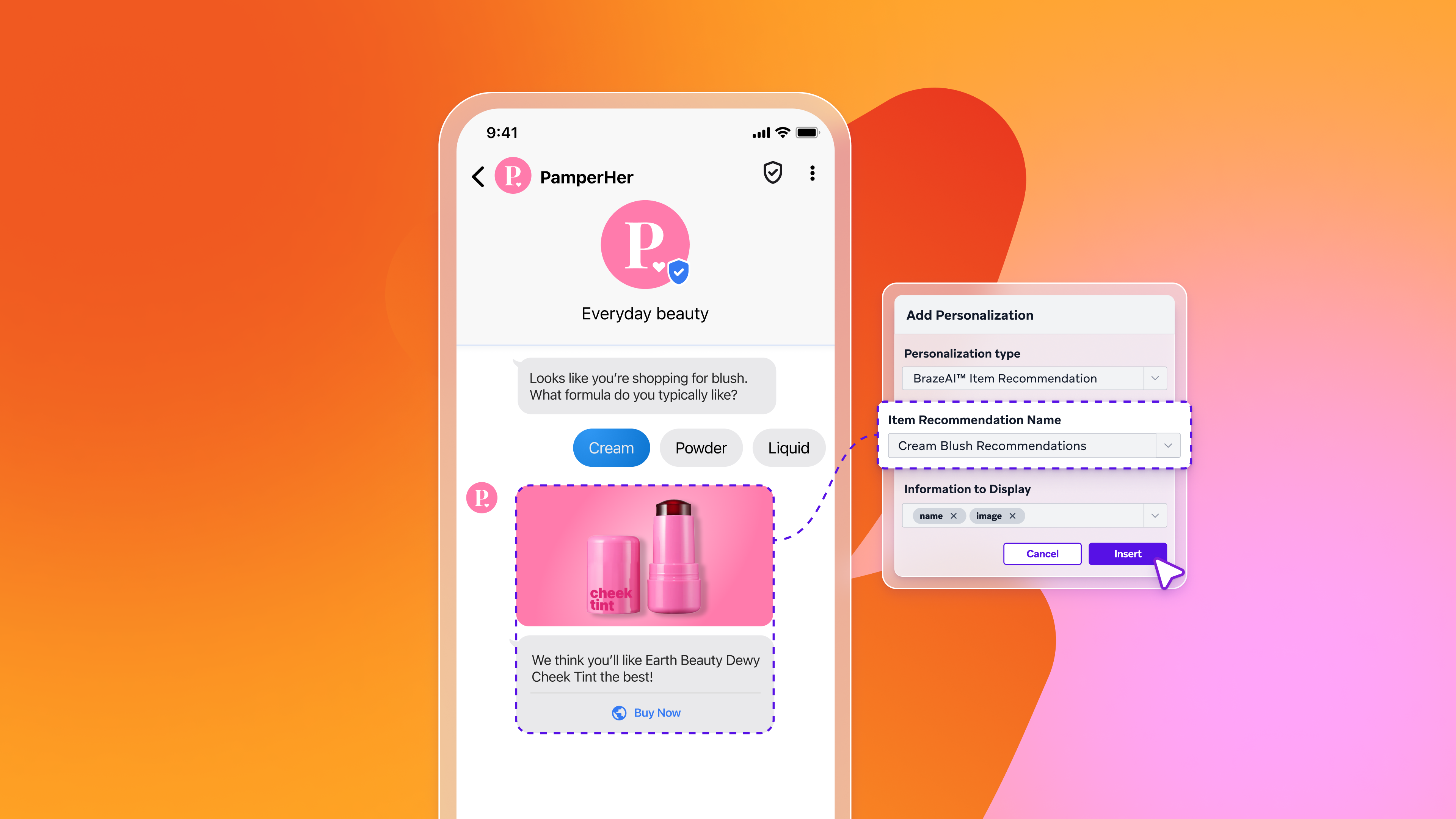 a screenshot of a pamper her app on a phone
