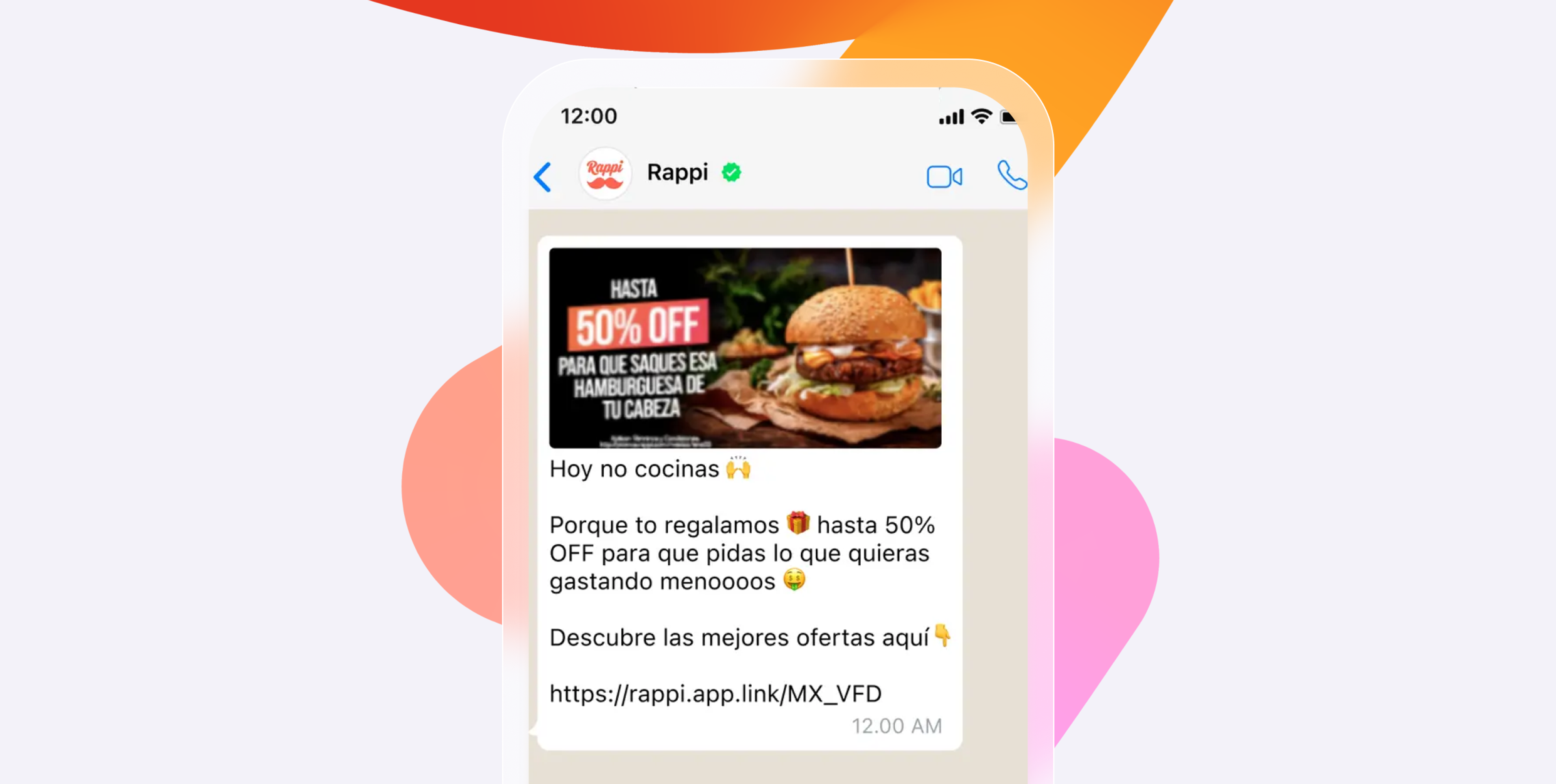 a phone screen shows a message from rappi