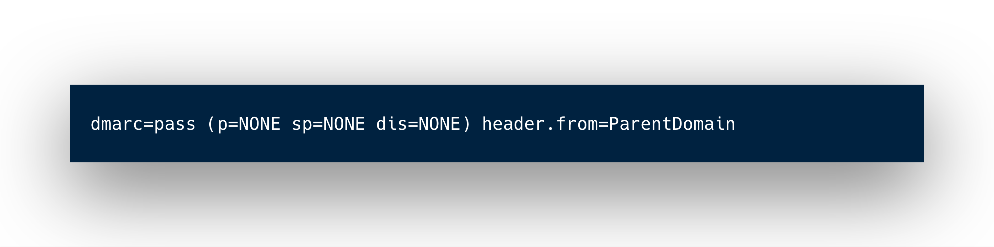 Text displaying a DMARC validation result indicating a "pass" status for the specified domain.