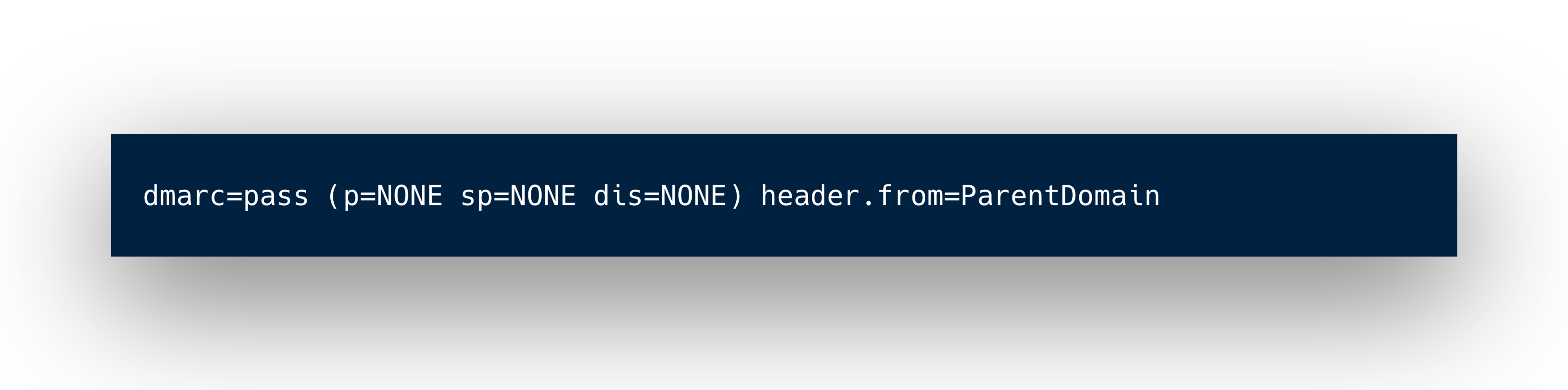 Text displaying a DMARC validation result indicating a "pass" status for the specified domain.