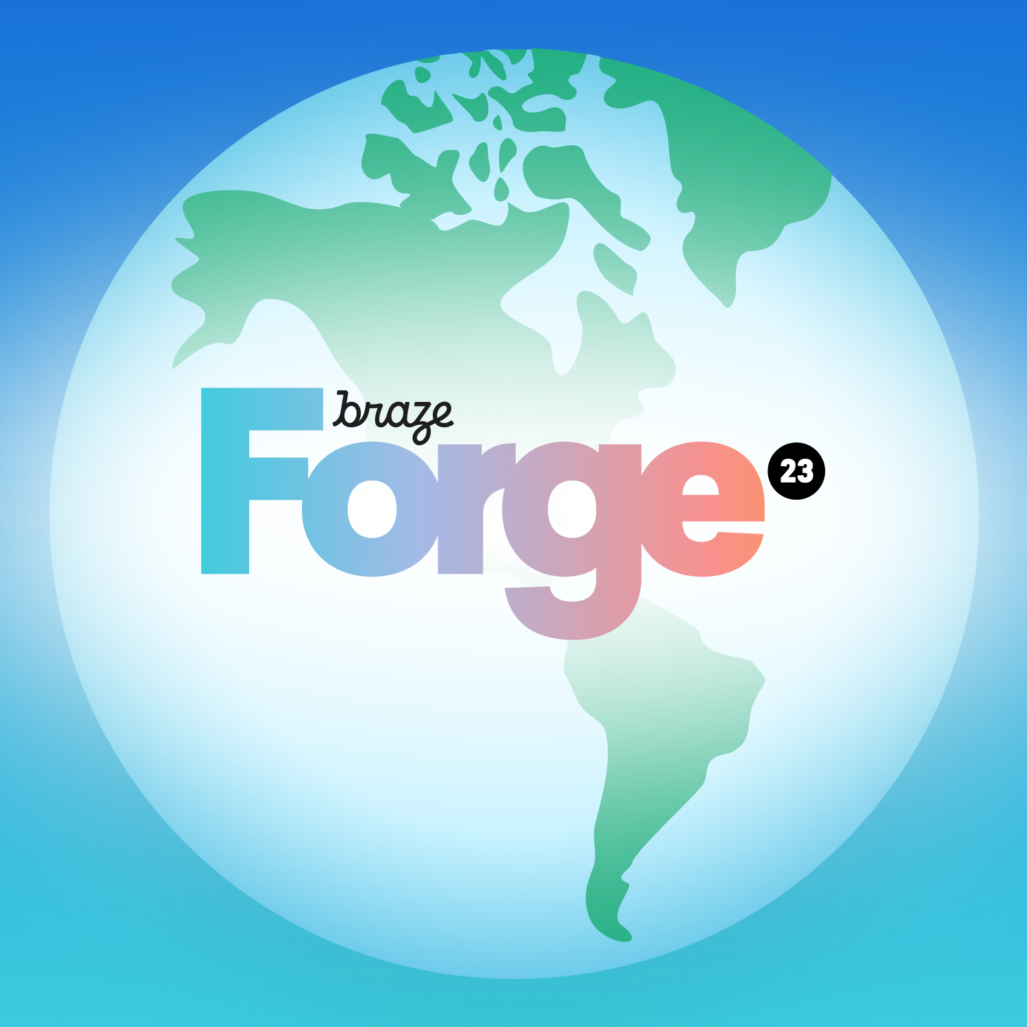 a logo for braze forge with a globe in the background