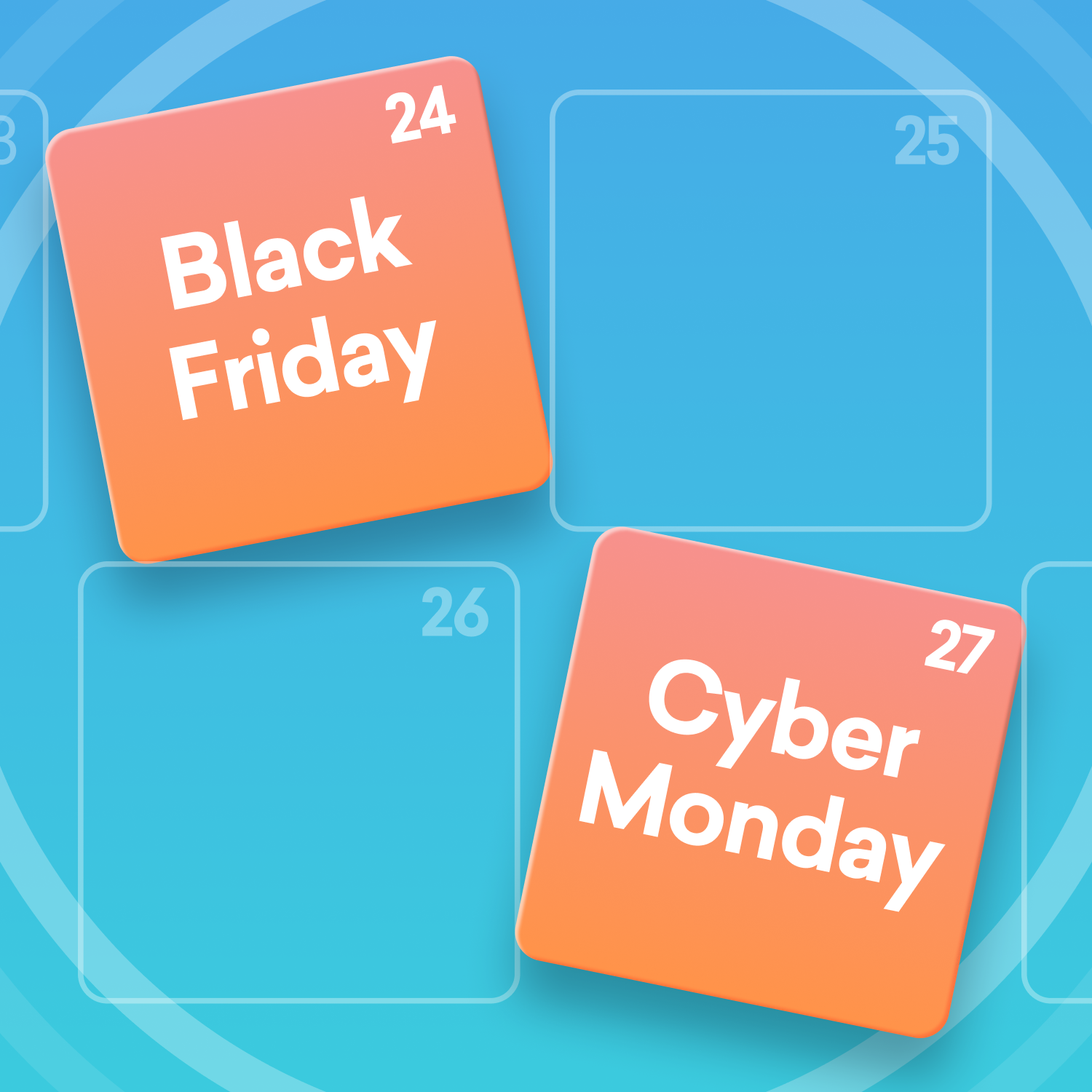 A calendar showing Black Friday to Cyber Monday 2023