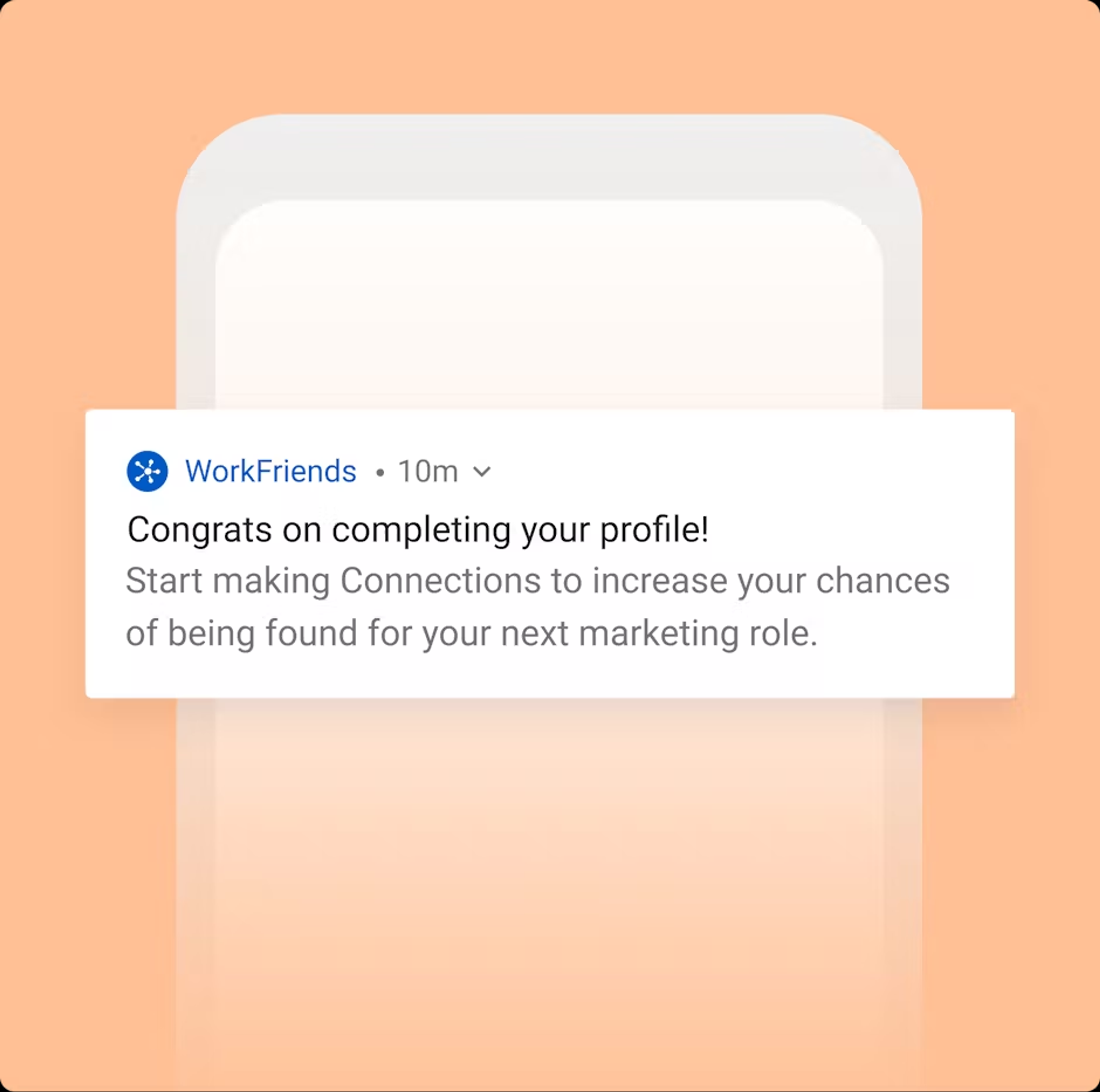a notification on a phone that says congrats on completing your profile