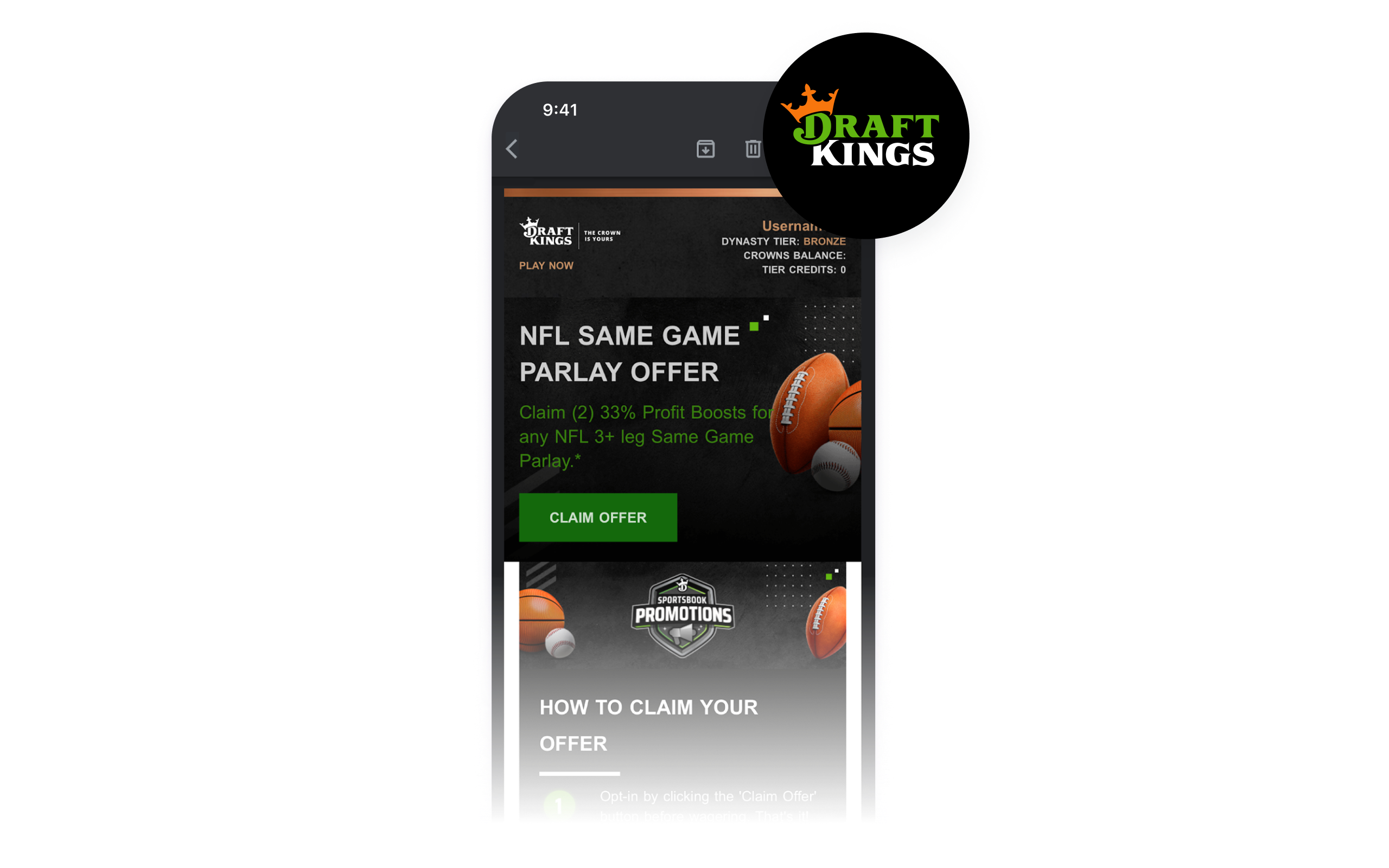 a phone screen shows a nfl same game parlay offer
