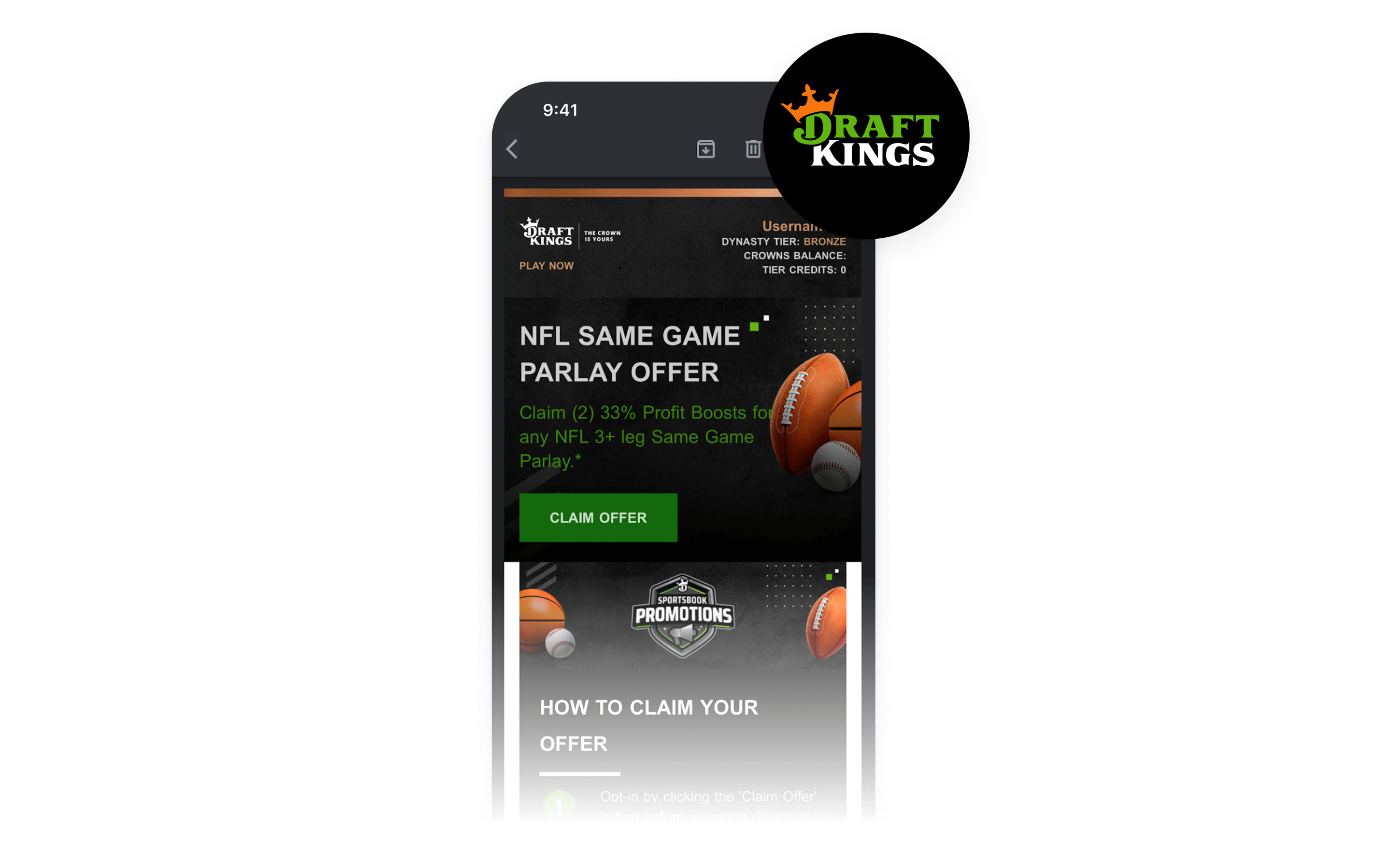 a phone screen shows a nfl same game parlay offer