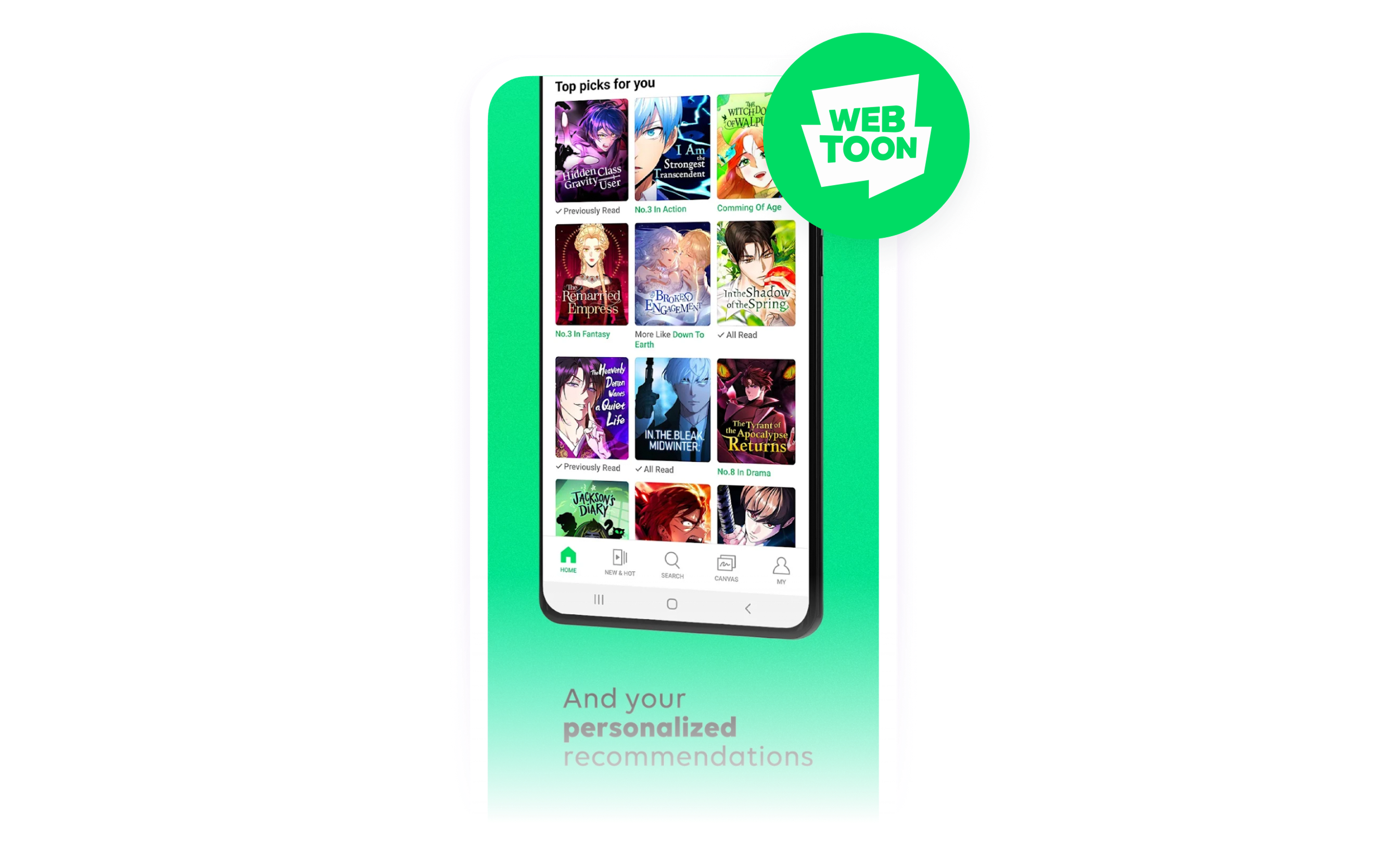 a screenshot of the webtoon app on a cell phone .
